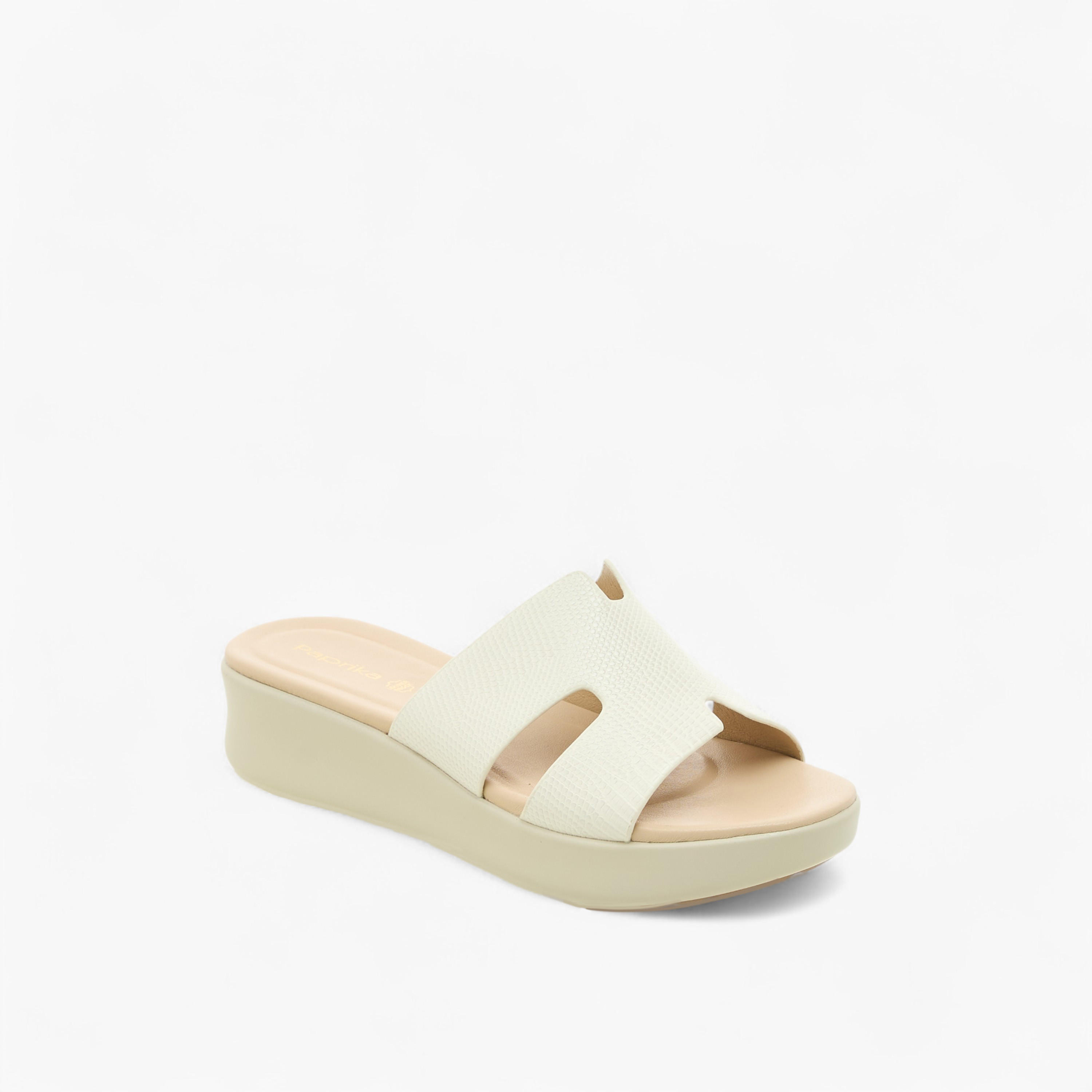 Paprika Cutout Textured Slip-On Sandals-women-shoes-sandals-heeled-image-2