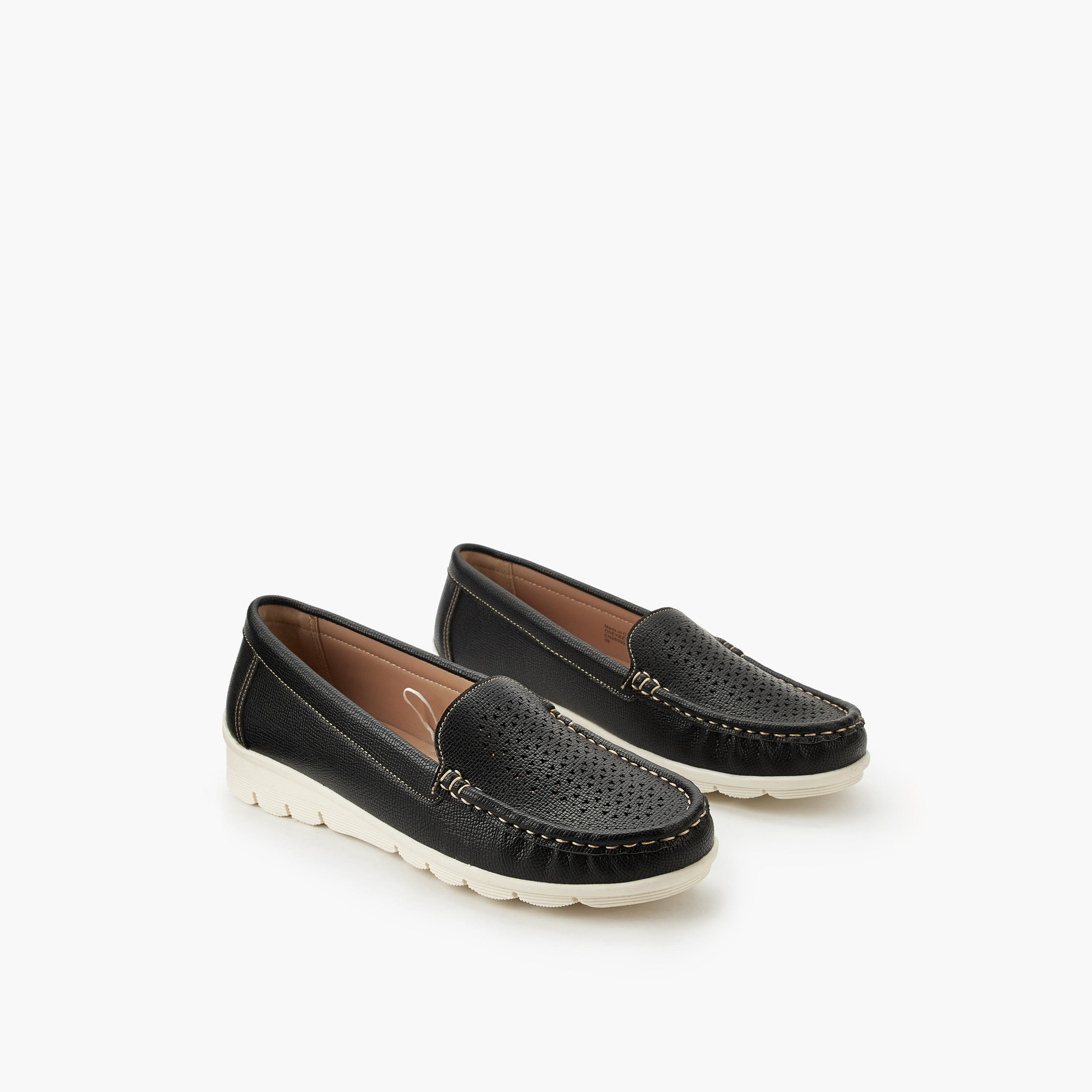Le Confort Women Perforated Loafers-women-shoes-sandals-heeled-image-1