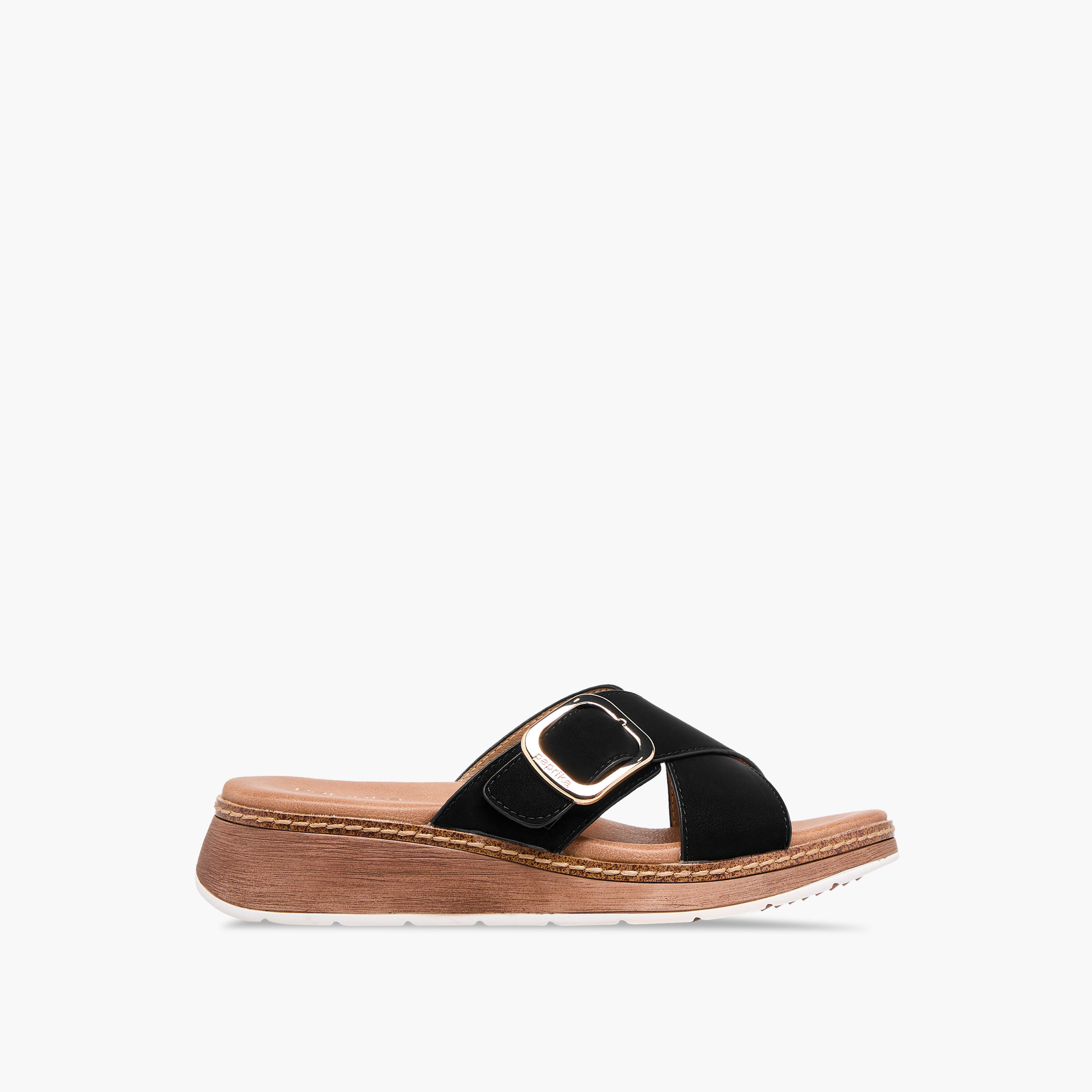 Paprika Buckle Accent Slip-On Cross Strap Sandals-women-shoes-sandals-heeled-image-3