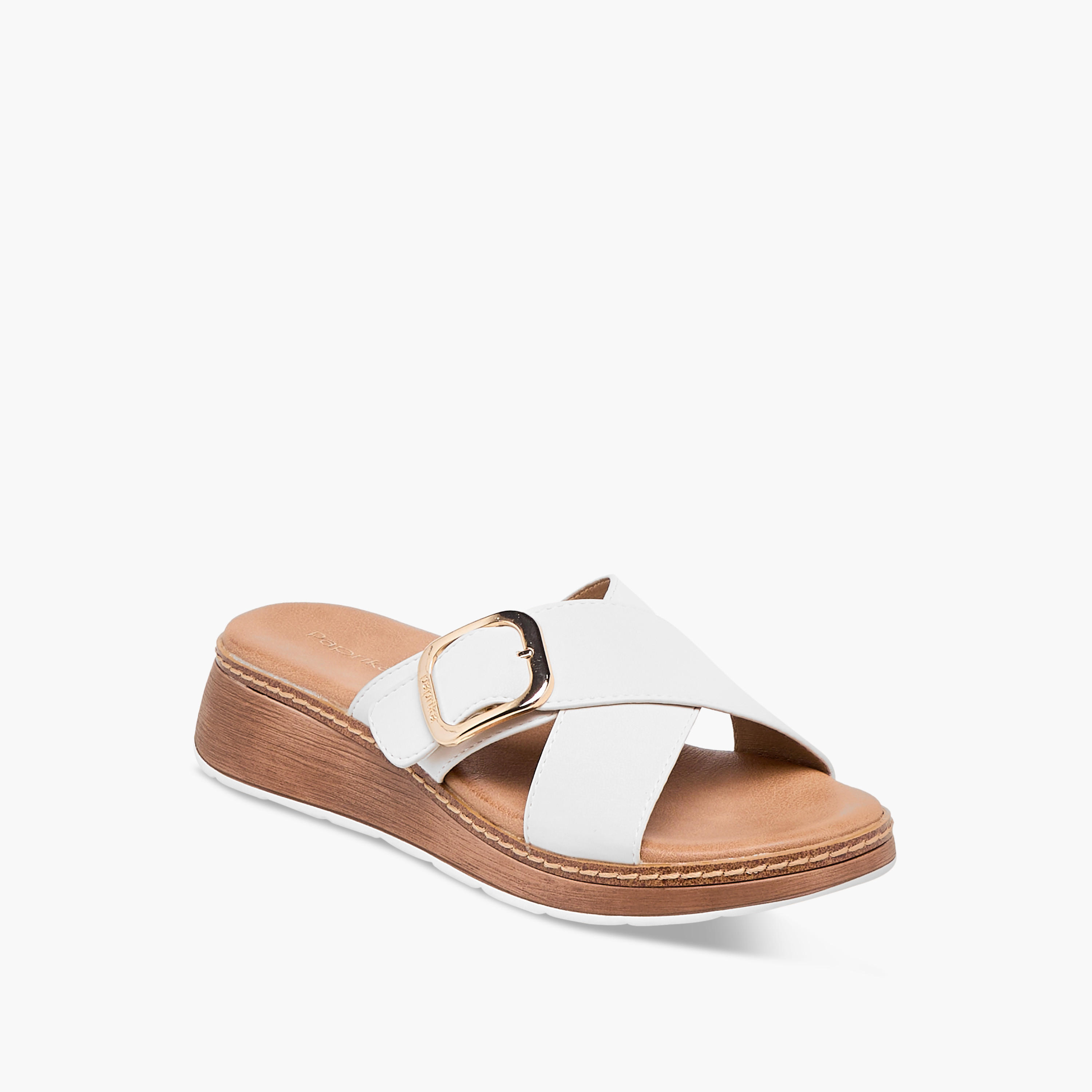 Paprika Buckle Accent Slip-On Cross Strap Sandals-women-shoes-sandals-heeled-image-2