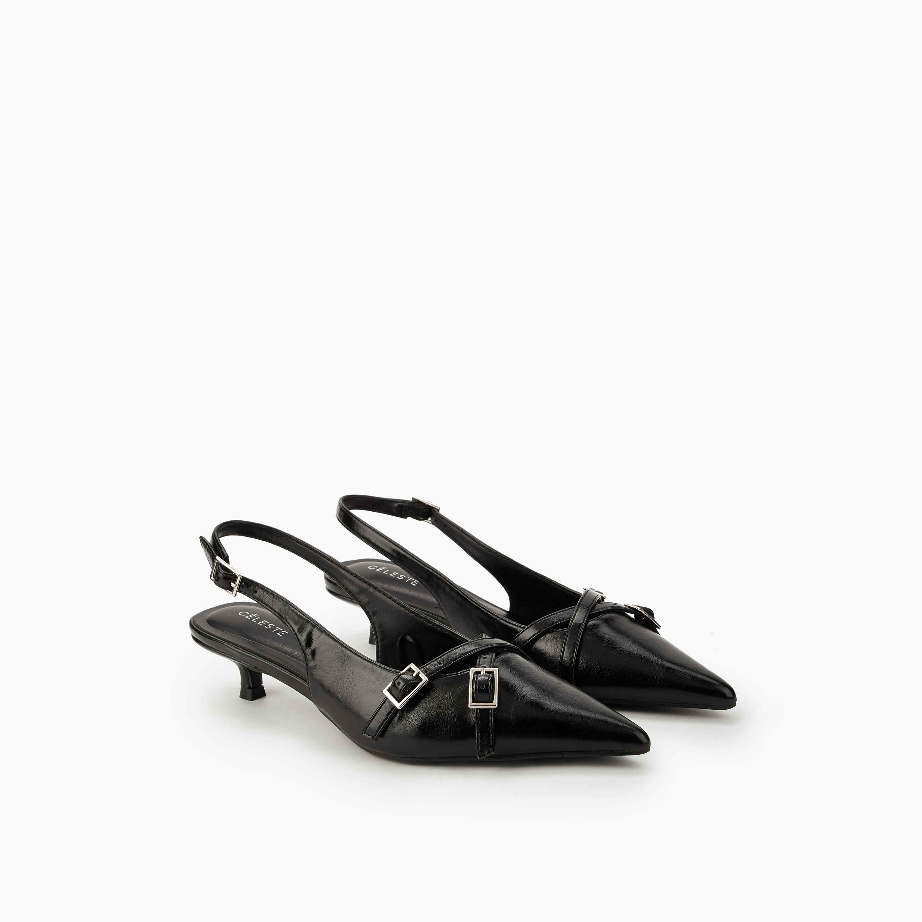 Celeste Women Buckle Detail Kitten Heel Shoes-women-shoes-heels-image-1