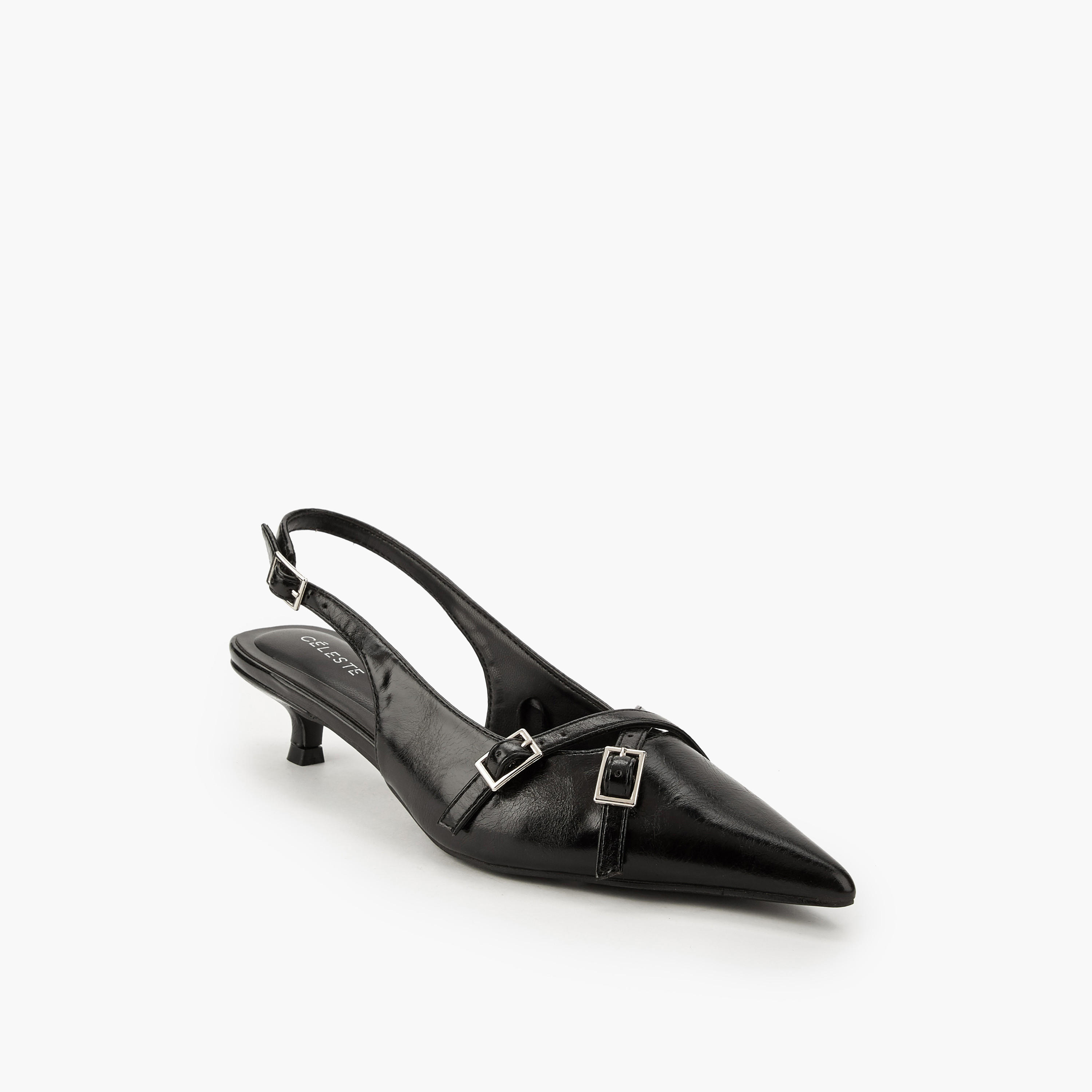 Celeste Women Buckle Detail Kitten Heel Shoes-women-shoes-heels-image-2