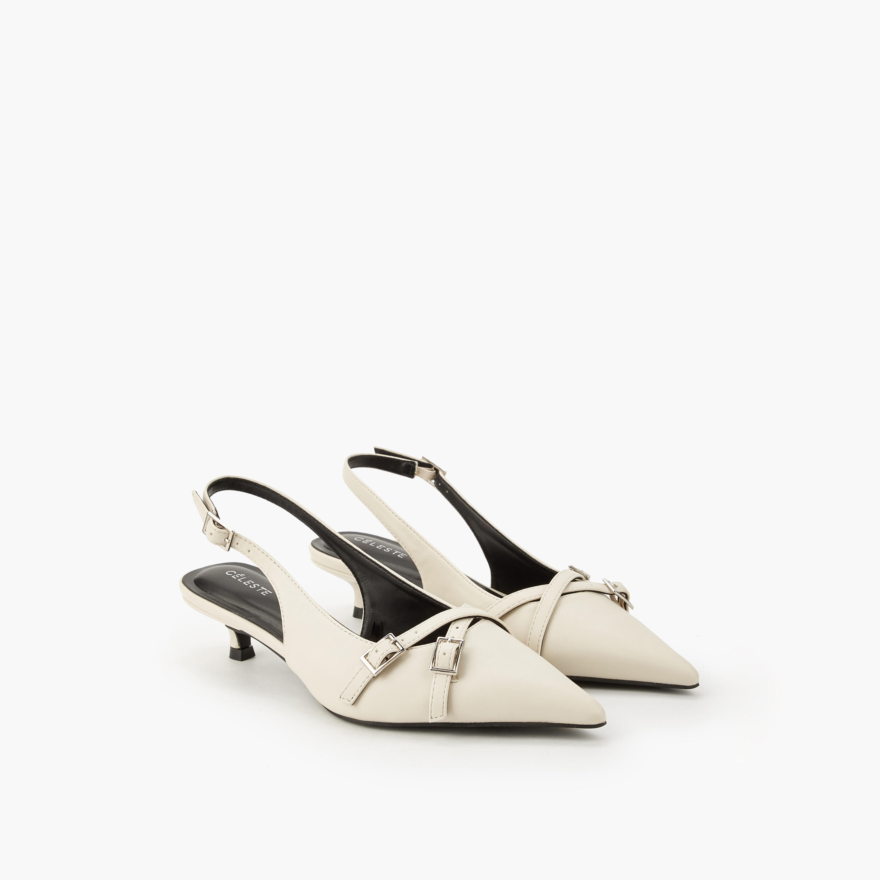 Celeste Women Buckle Detail Kitten Heel Shoes-women-shoes-heels-image-1