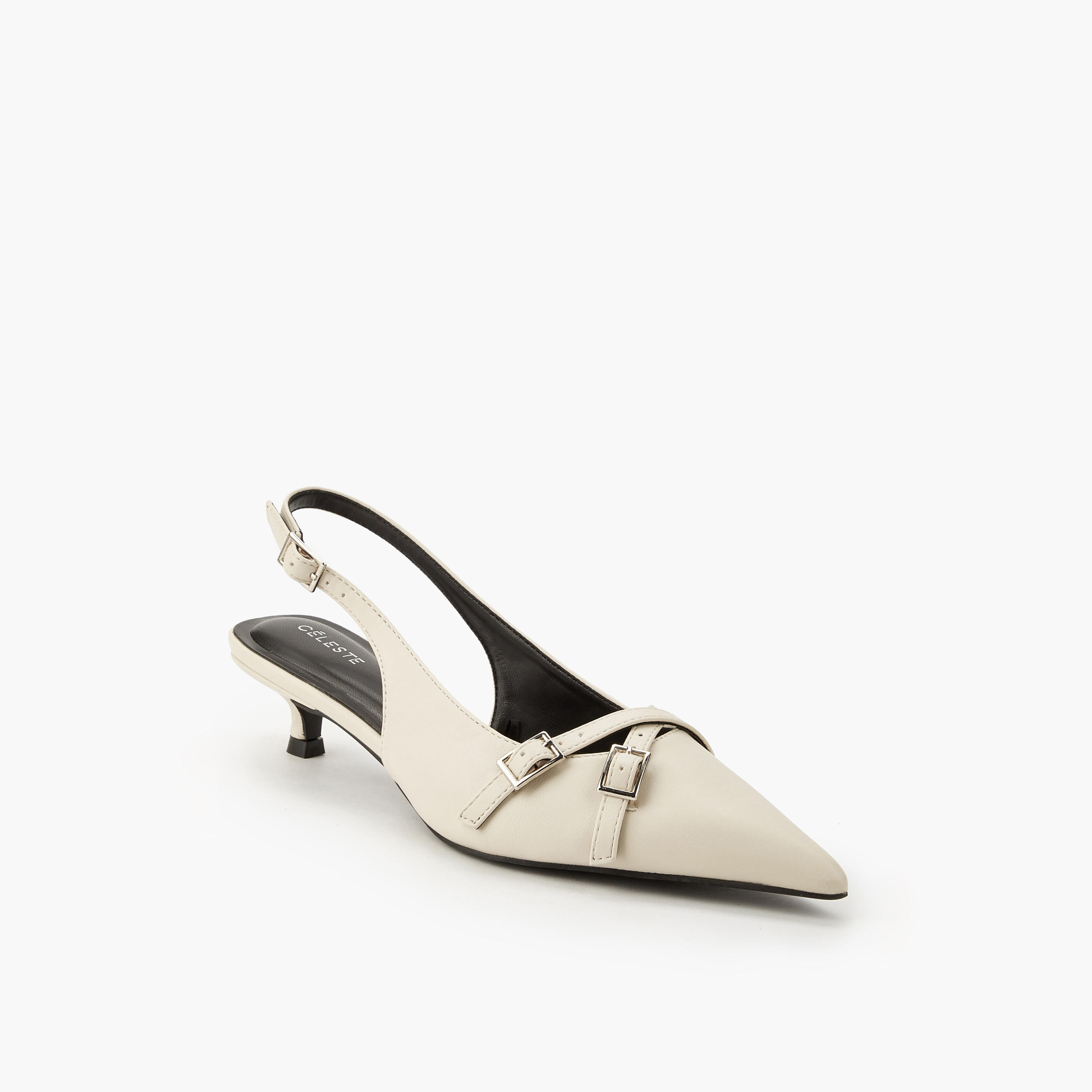 Celeste Women Buckle Detail Kitten Heel Shoes-women-shoes-heels-image-2