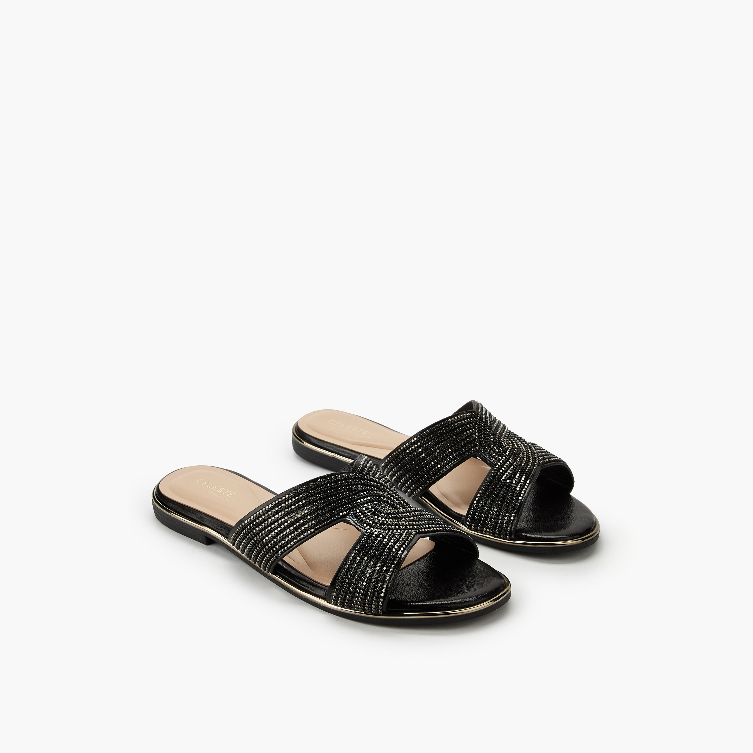 Celeste Women Stone Embellished Slide Sandals-women-shoes-flats-sandals-image-1