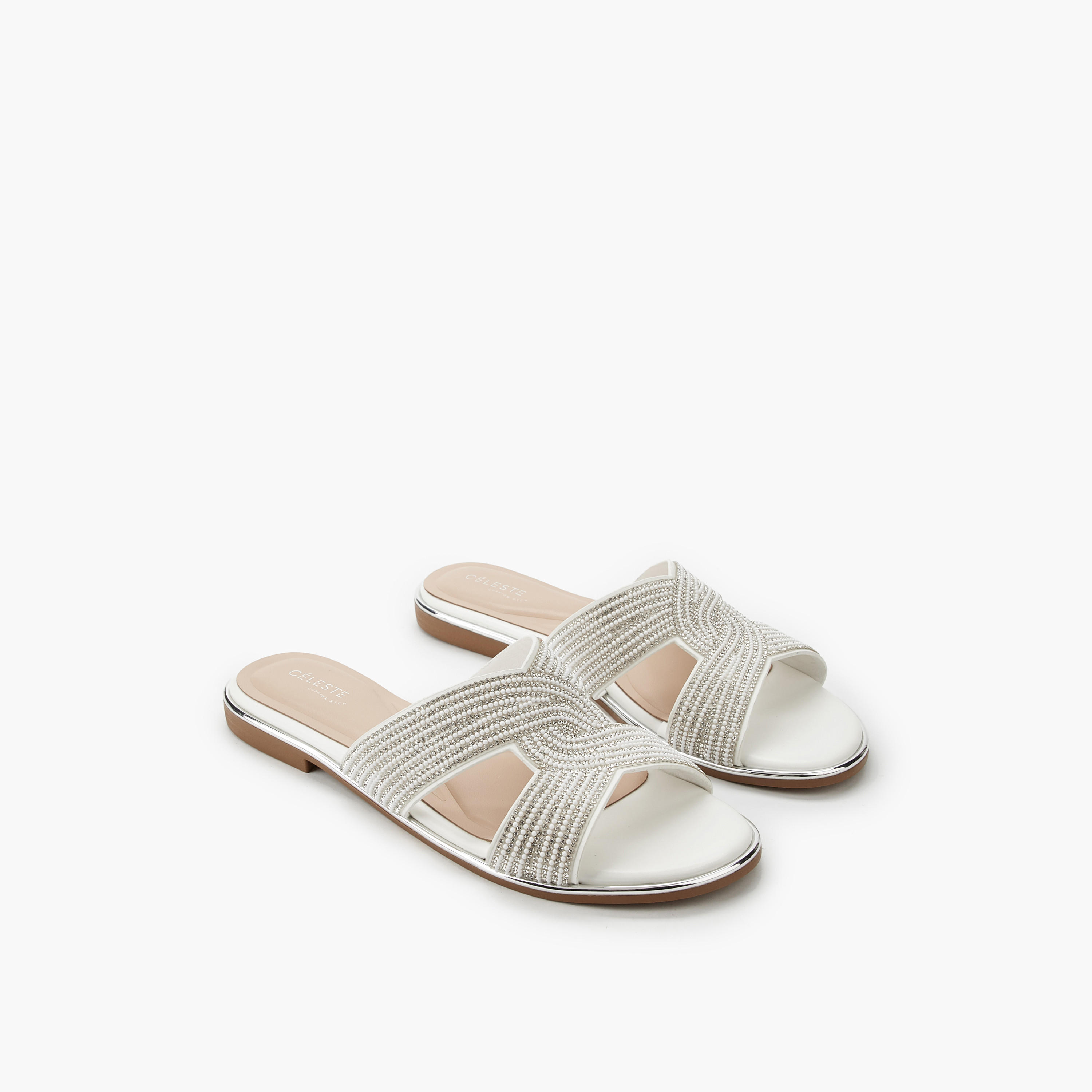 Celeste Women Stone Embellished Slide Sandals-women-shoes-flats-sandals-image-1