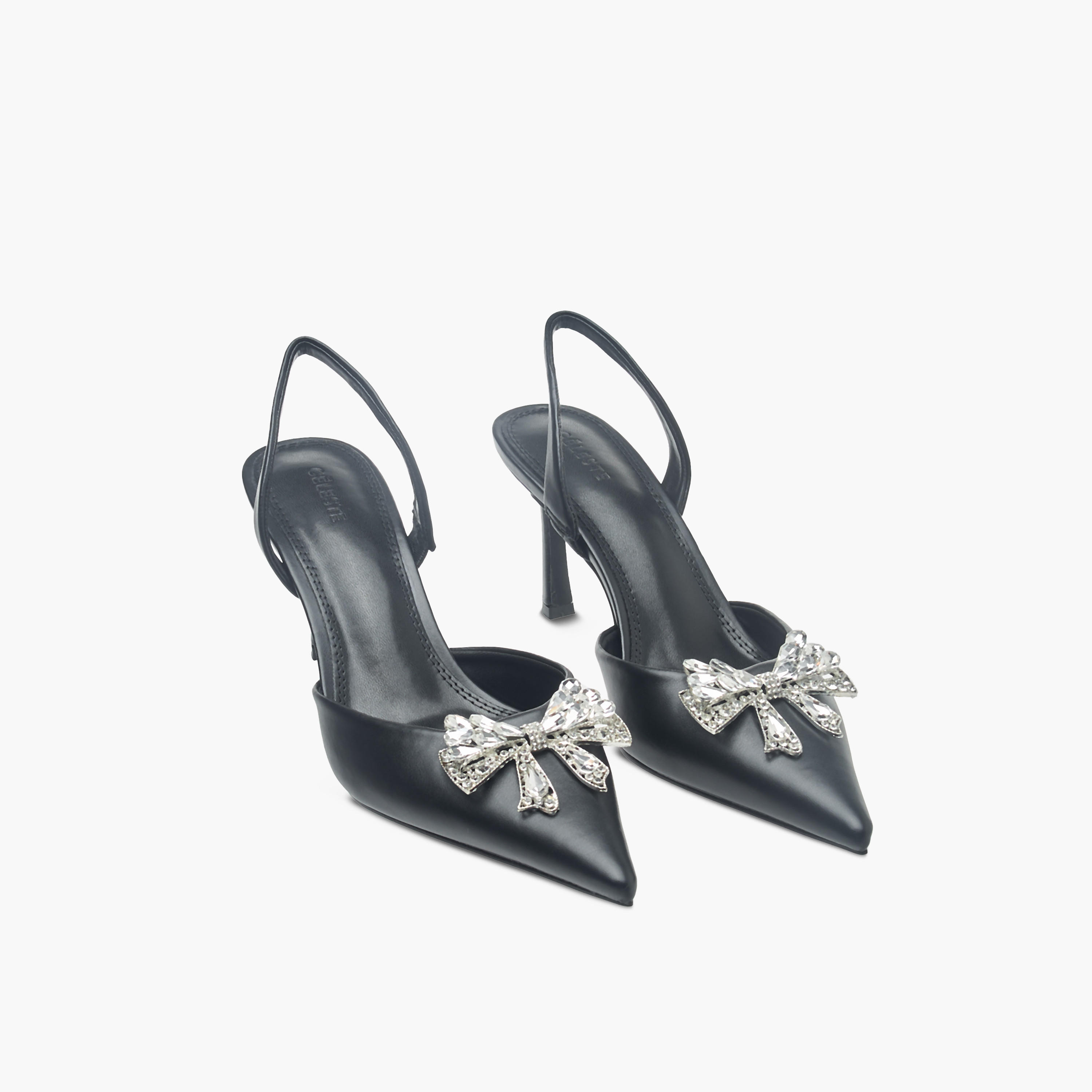 Celeste Women's Bow Embellished Slingback Shoes with Stiletto Heels-women-shoes-heels-image-1