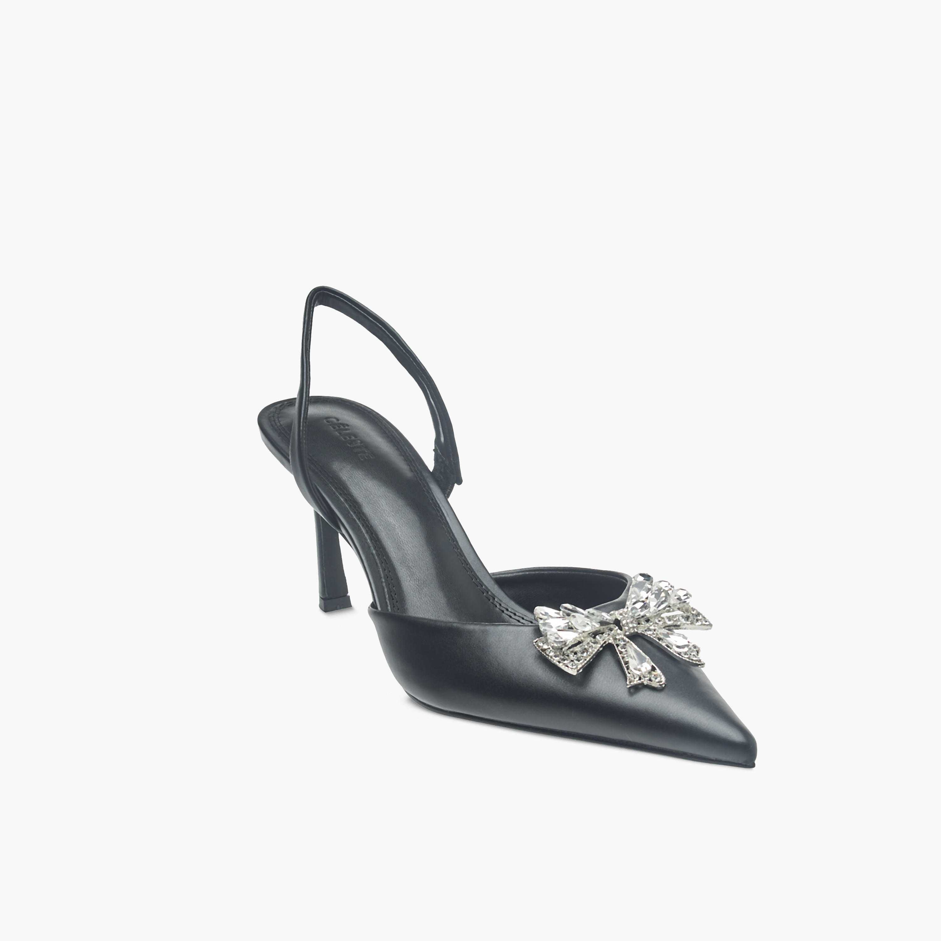 Celeste Women's Bow Embellished Slingback Shoes with Stiletto Heels-women-shoes-heels-image-2