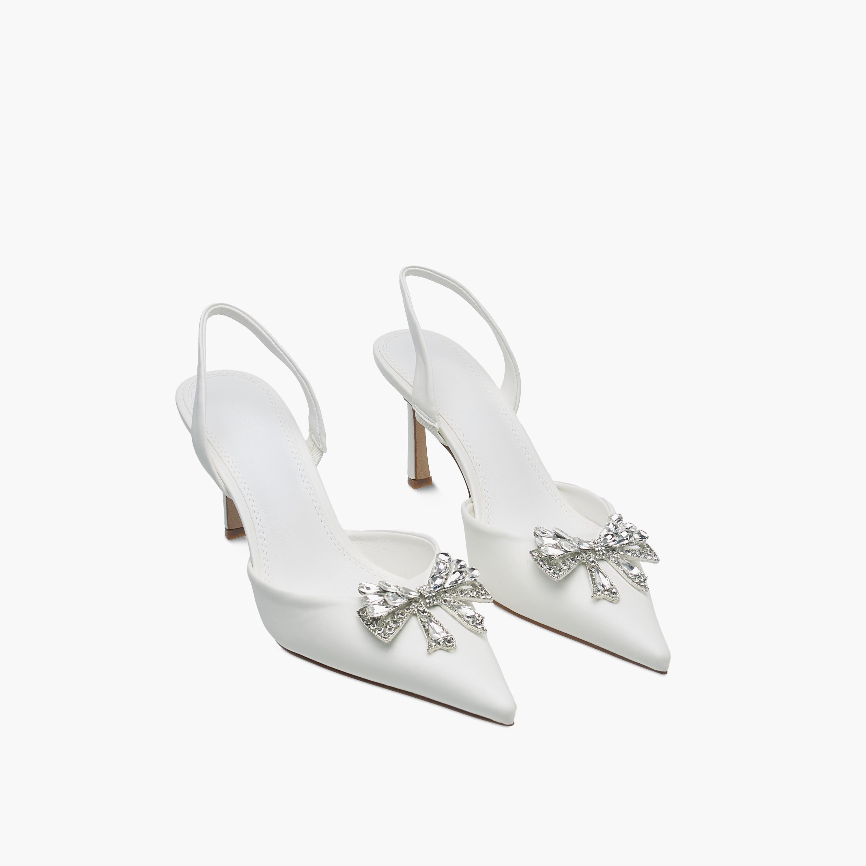 Celeste Women's Bow Embellished Slingback Shoes with Stiletto Heels-women-shoes-heels-image-1