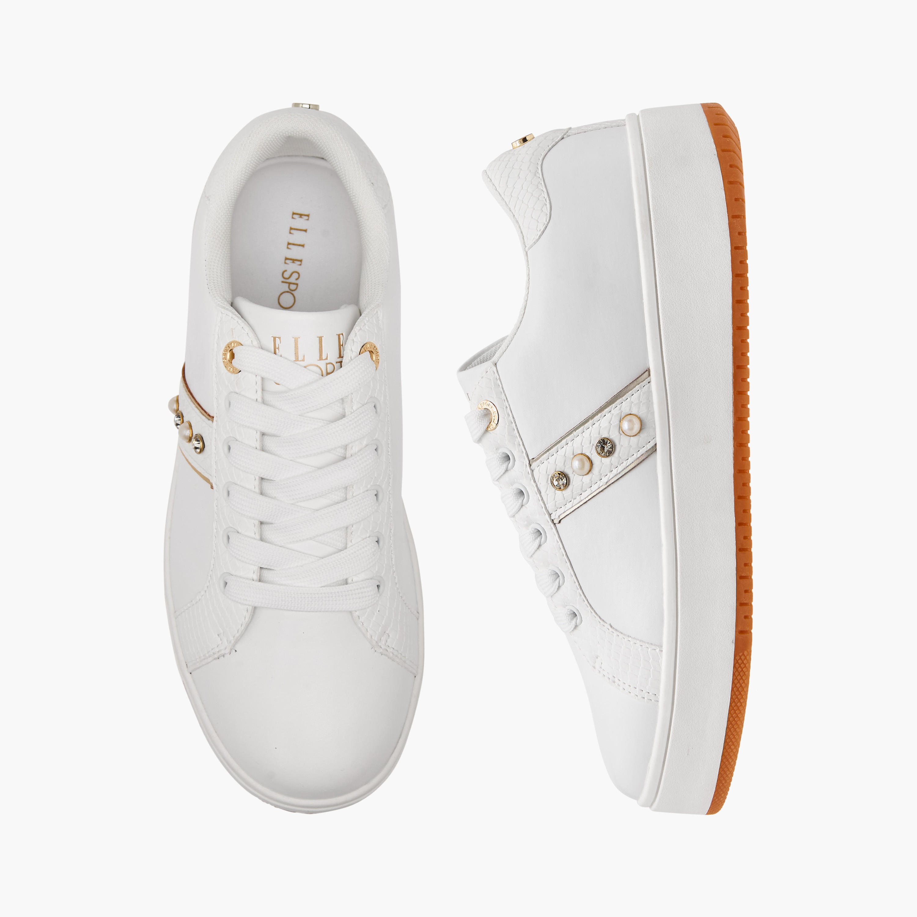 Elle Women's Studded Sneakers with Lace-Up Closure-women-shoes-sneakers-image-1