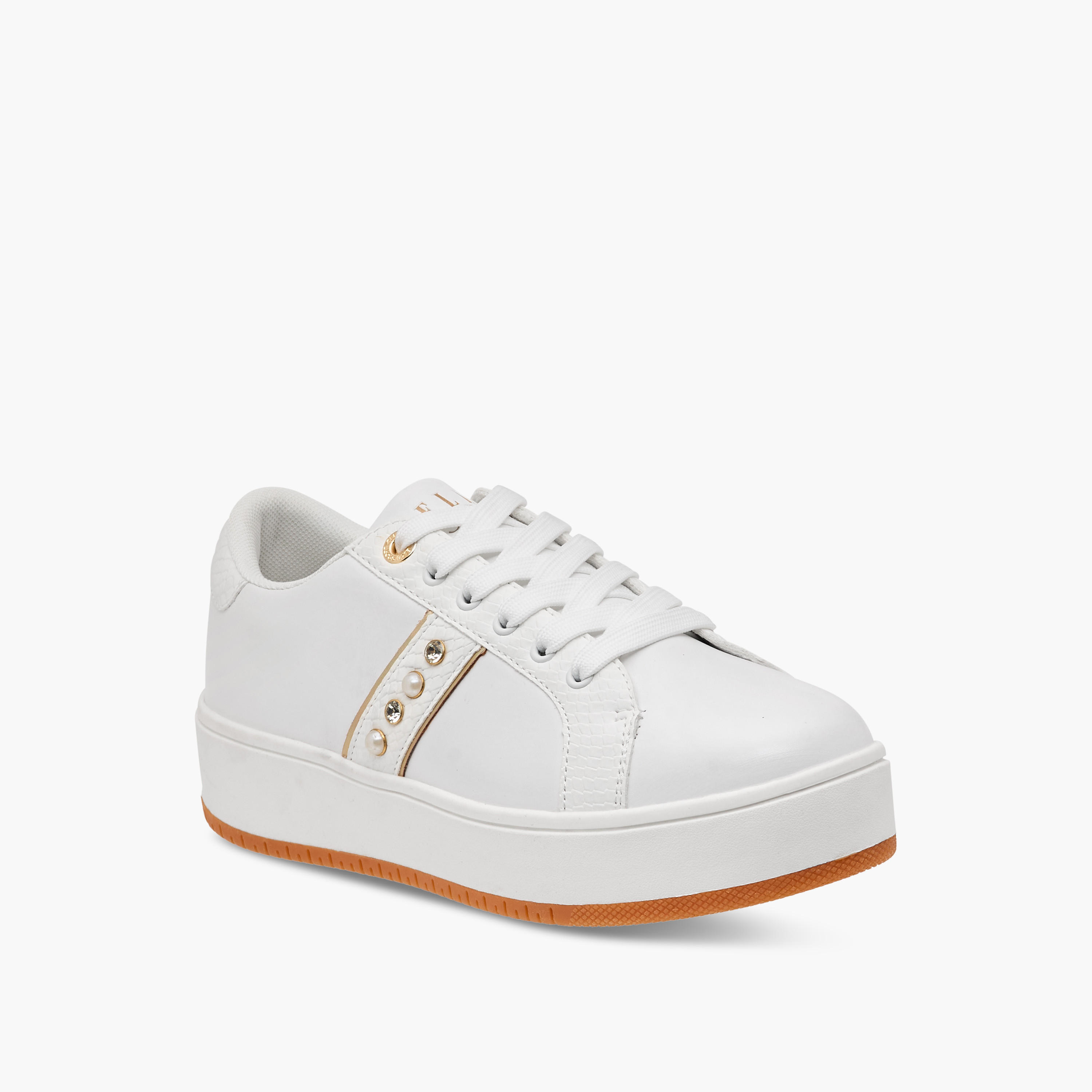 Elle Women's Studded Sneakers with Lace-Up Closure-women-shoes-sneakers-image-2