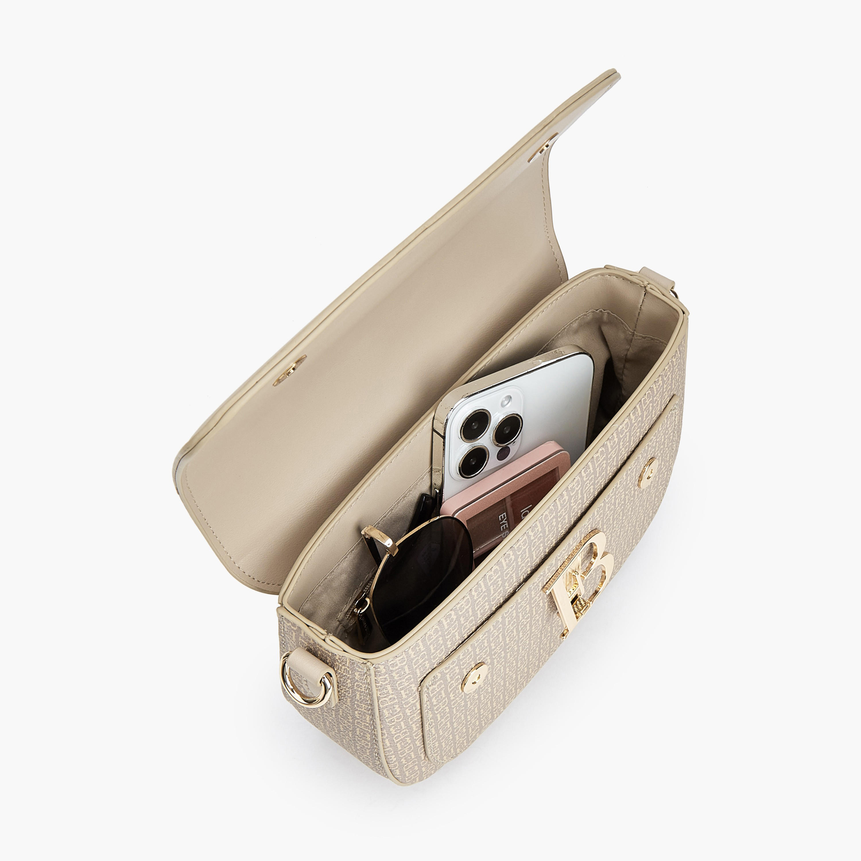 شنطة كتف بطبعات مونوجرام وحزام قابل للفصل من فلورا بيلا-women-bagsandwallets-handbags-image-7