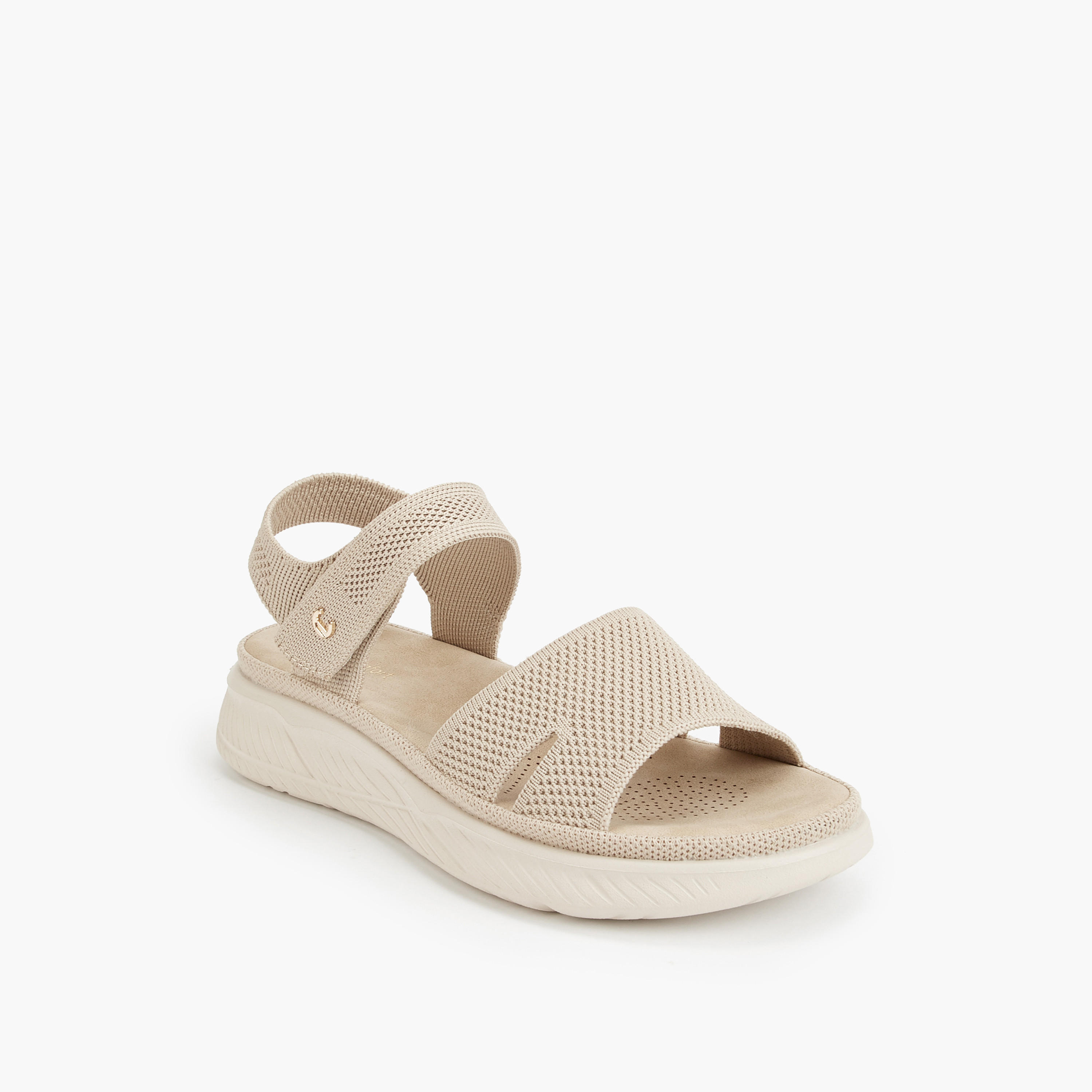 Le Confort Flyknit Textured Sandals with Hook and Loop Closure-women-shoes-sandals-heeled-image-3