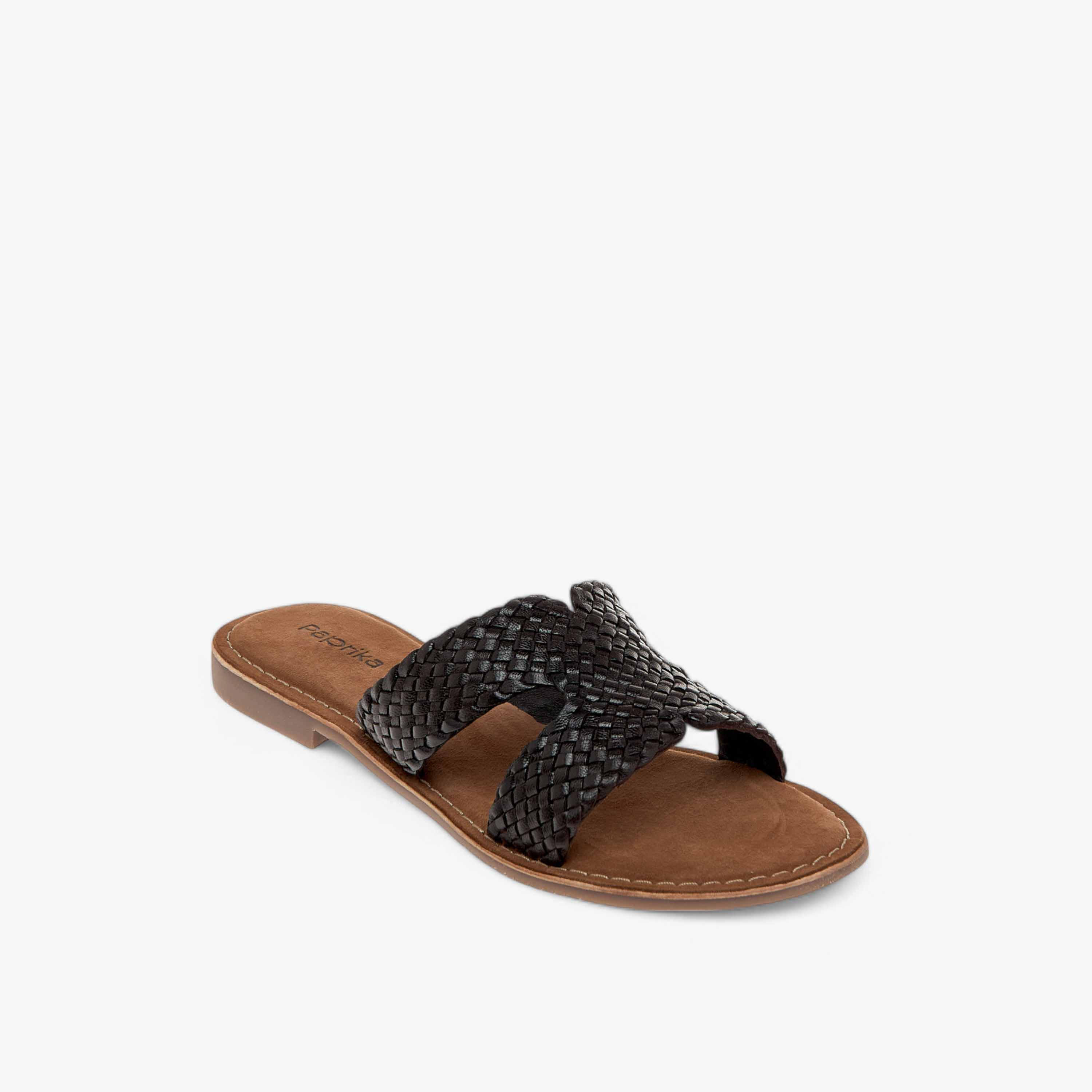 Paprika Textured Leather Slip-On Flat Sandals-women-shoes-flats-sandals-image-2
