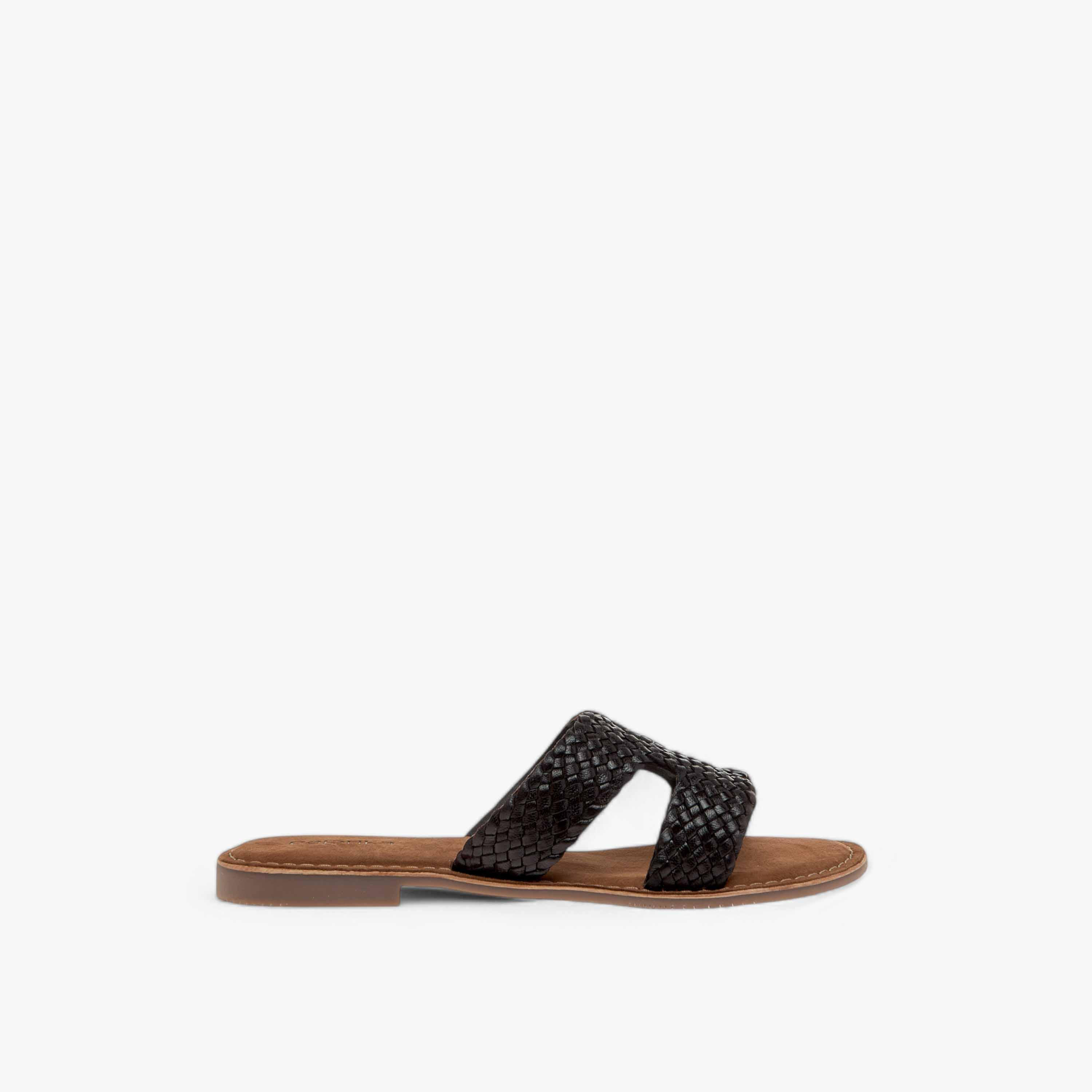 Paprika Textured Leather Slip-On Flat Sandals-women-shoes-flats-sandals-image-3