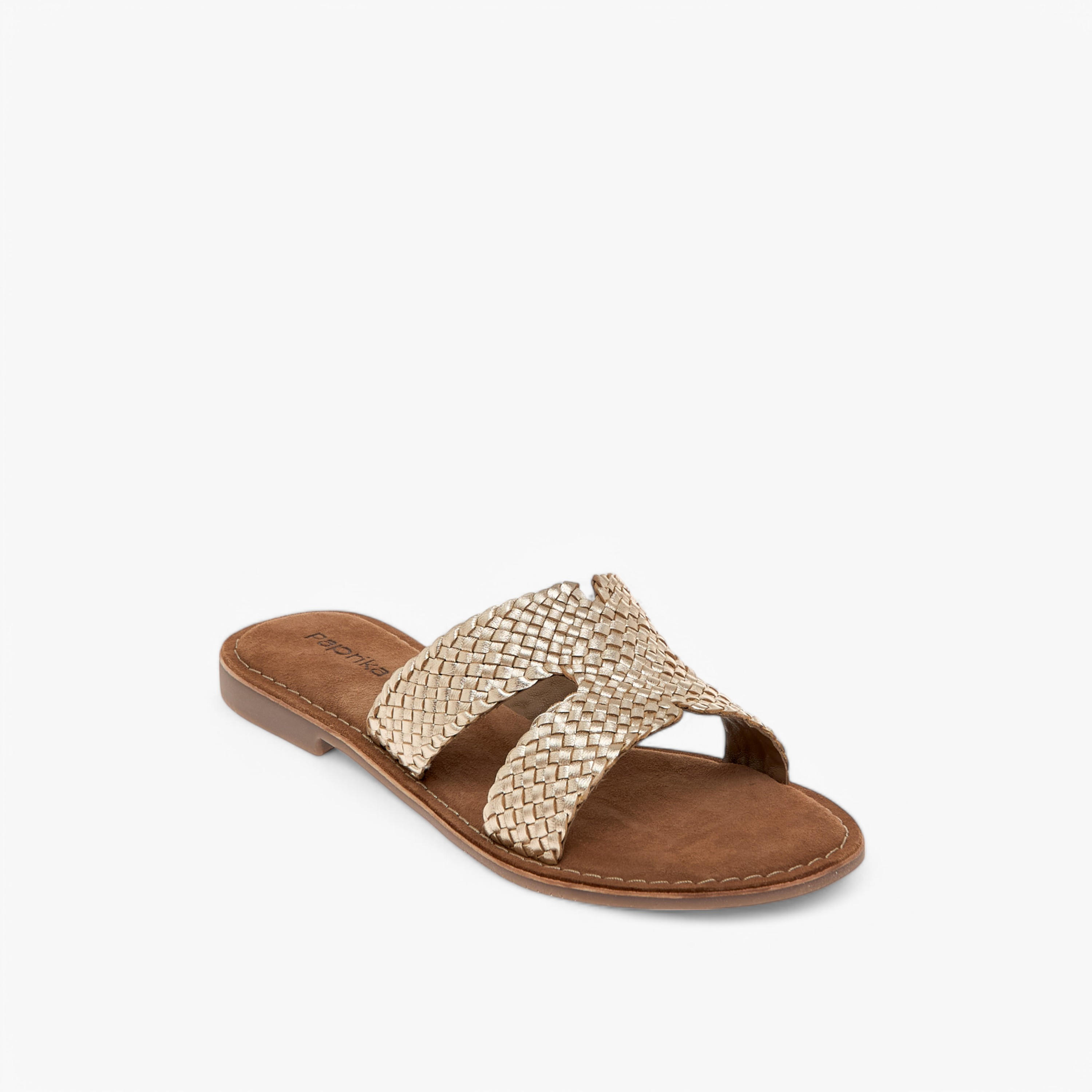 صندل مسطح سهل الارتداء بملمس جلد بارز من بابريكا-women-shoes-flats-sandals-image-4