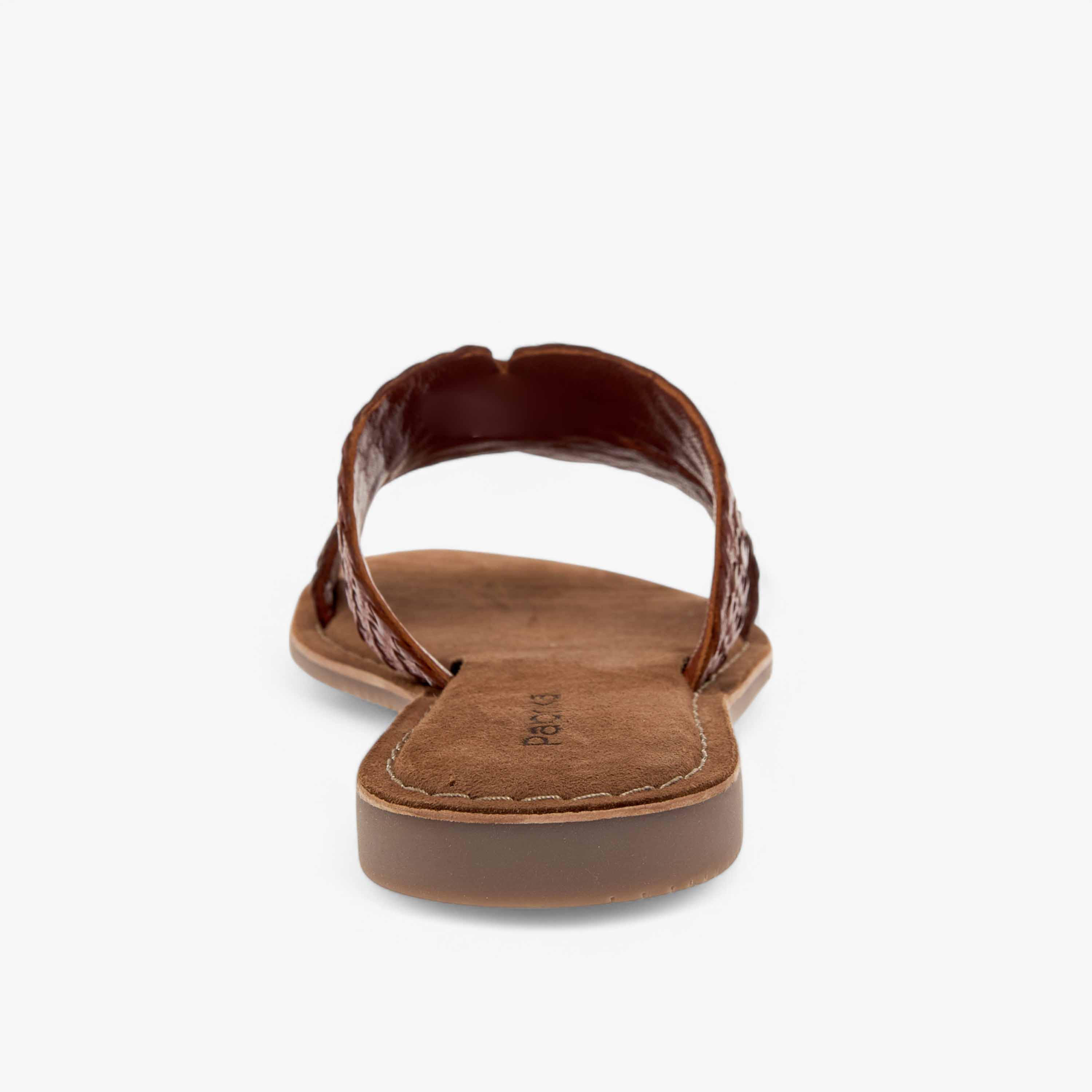 Paprika Textured Leather Slip-On Flat Sandals-women-shoes-flats-sandals-image-5