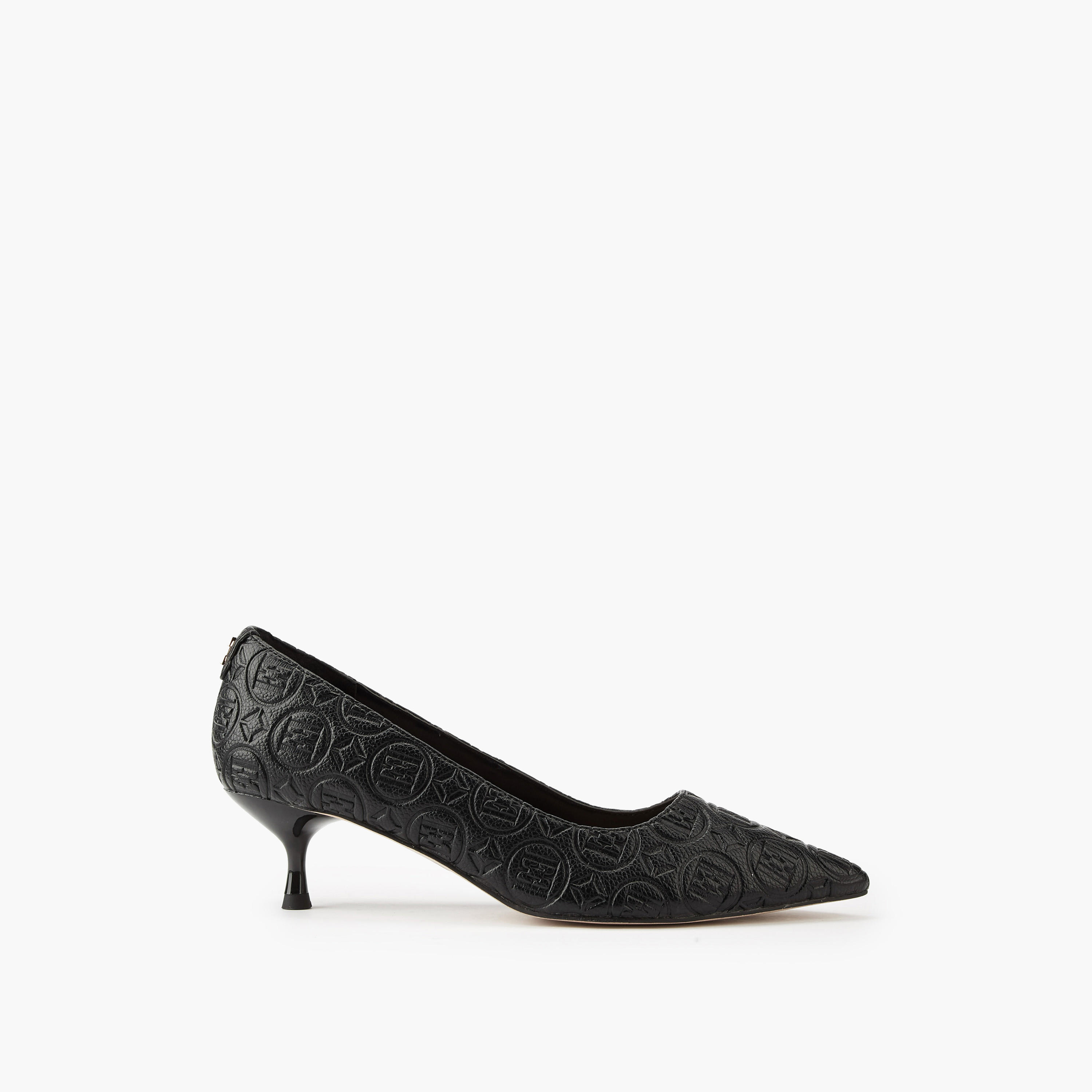 Elle Women's Monogram Embossed Shoes with Kitten Heels-women-shoes-sandals-heeled-image-2