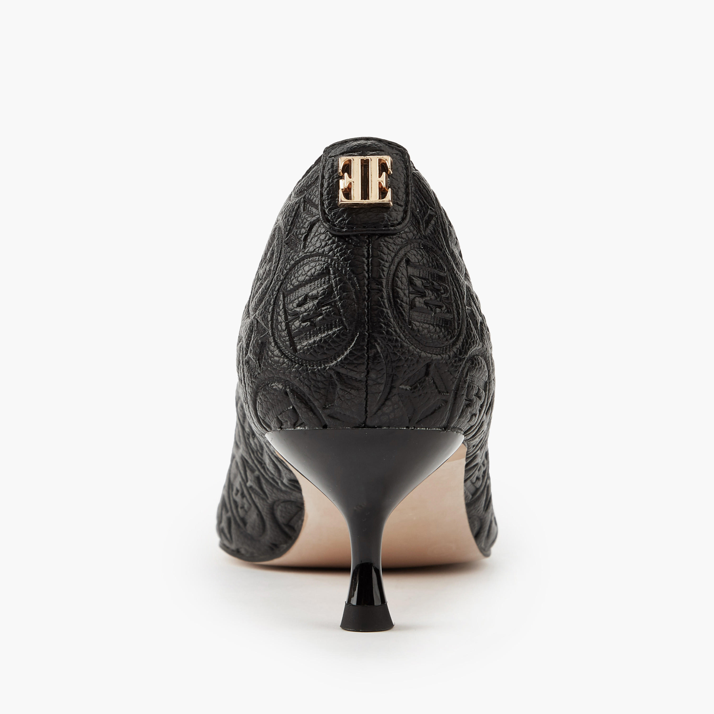 Elle Women's Monogram Embossed Shoes with Kitten Heels-women-shoes-sandals-heeled-image-5
