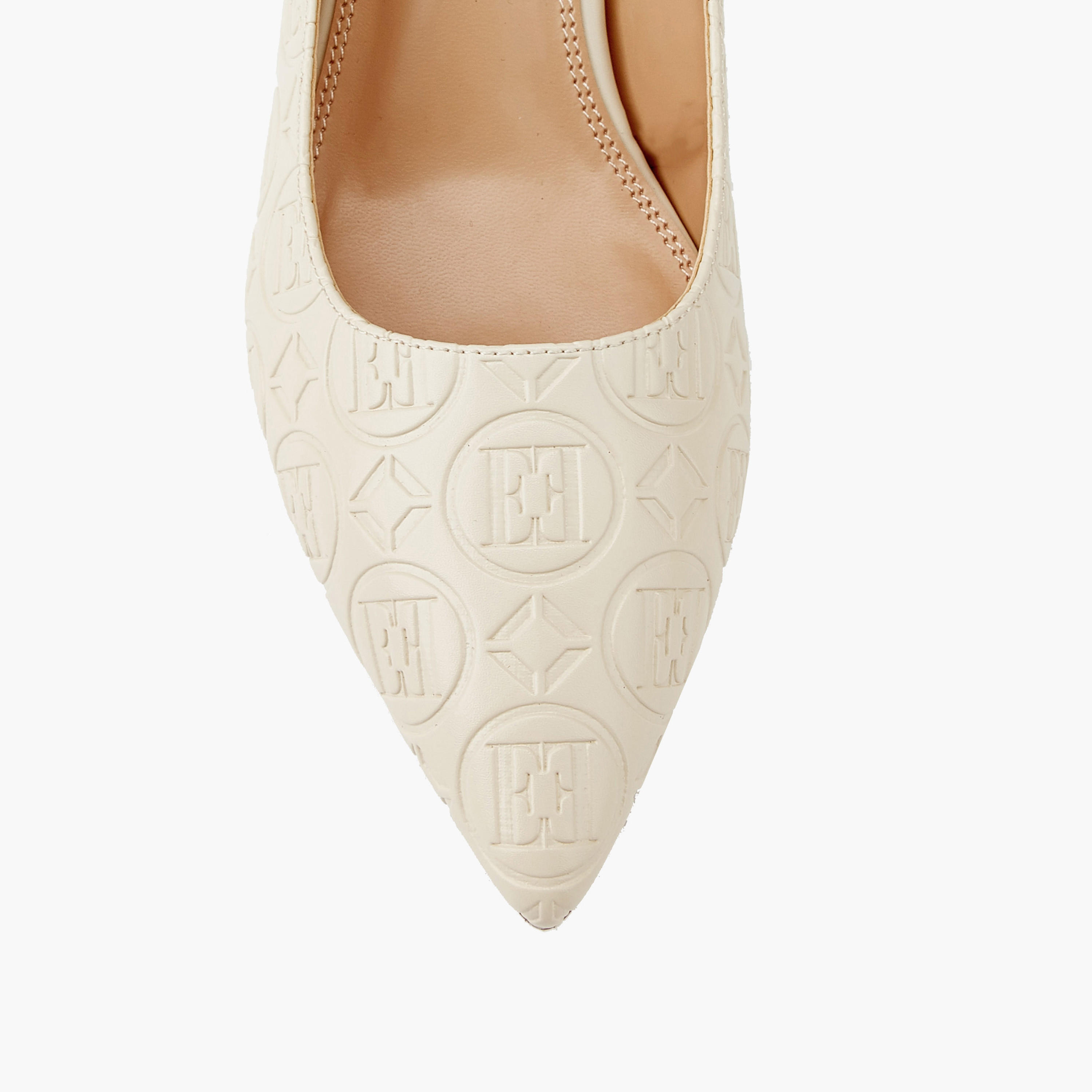 Elle Women's Monogram Embossed Shoes with Kitten Heels-women-shoes-sandals-heeled-image-4