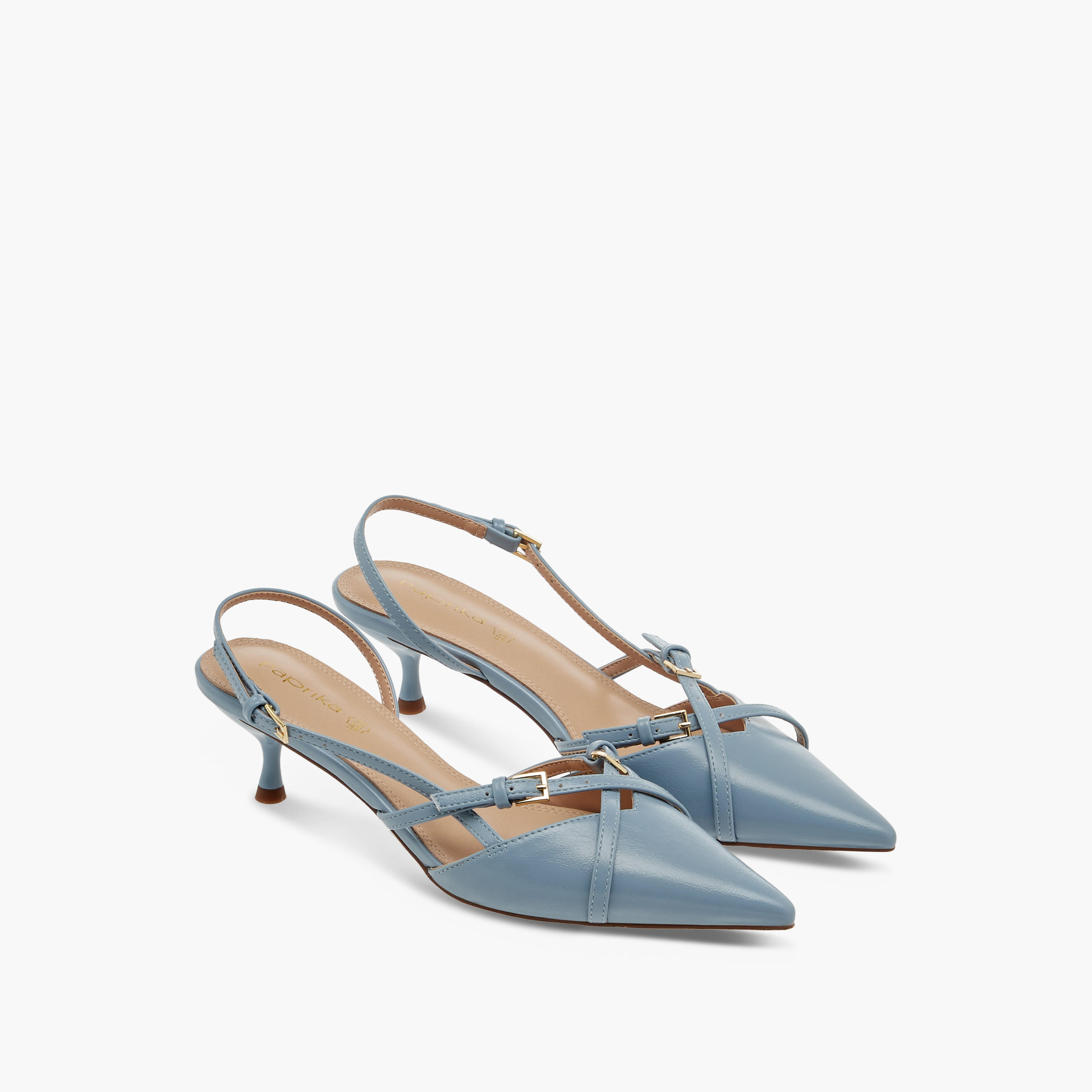 Paprika Cross Strap Slingback Shoes with Buckle Closure and Kitten Heels-women-shoes-sandals-heeled-image-1