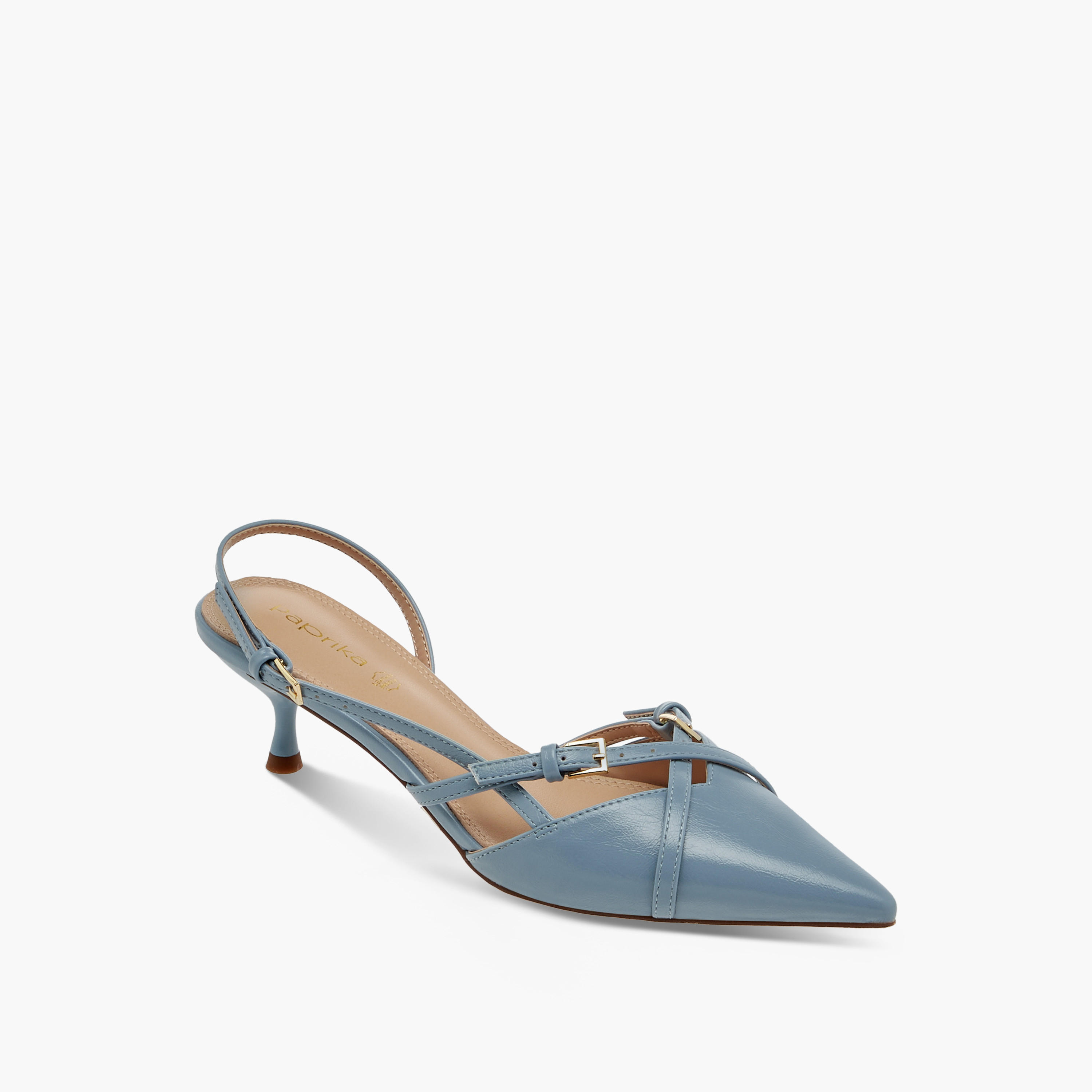 Paprika Cross Strap Slingback Shoes with Buckle Closure and Kitten Heels-women-shoes-sandals-heeled-image-2