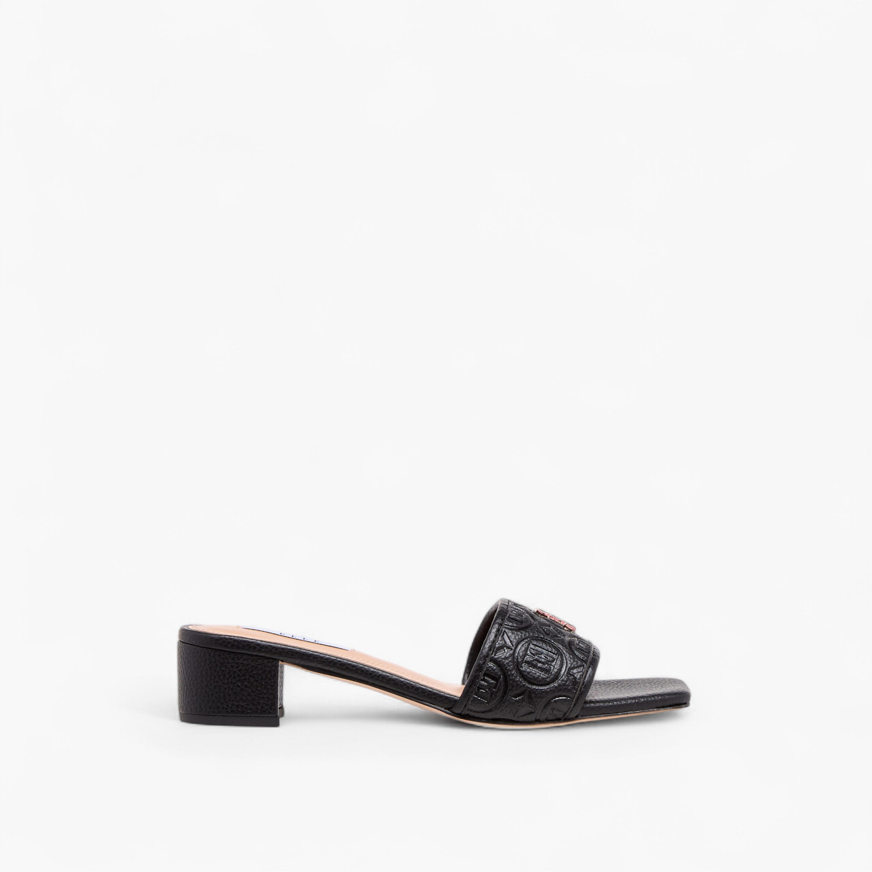 Elle Women's Monogram Embossed Slip-On Sandals with Block Heels-women-shoes-sandals-heeled-image-3