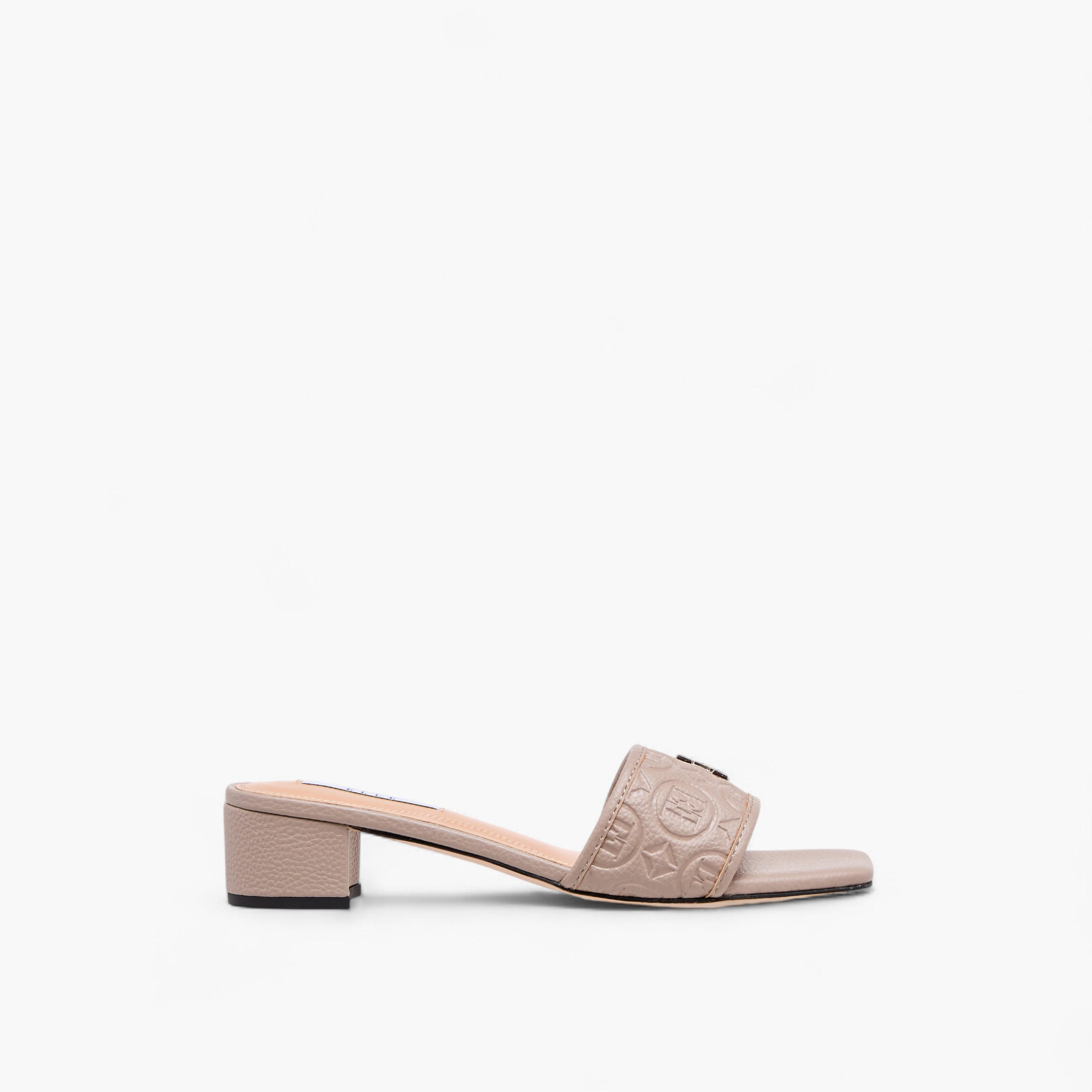 Elle Women's Monogram Embossed Slip-On Sandals with Block Heels-women-shoes-sandals-heeled-image-3
