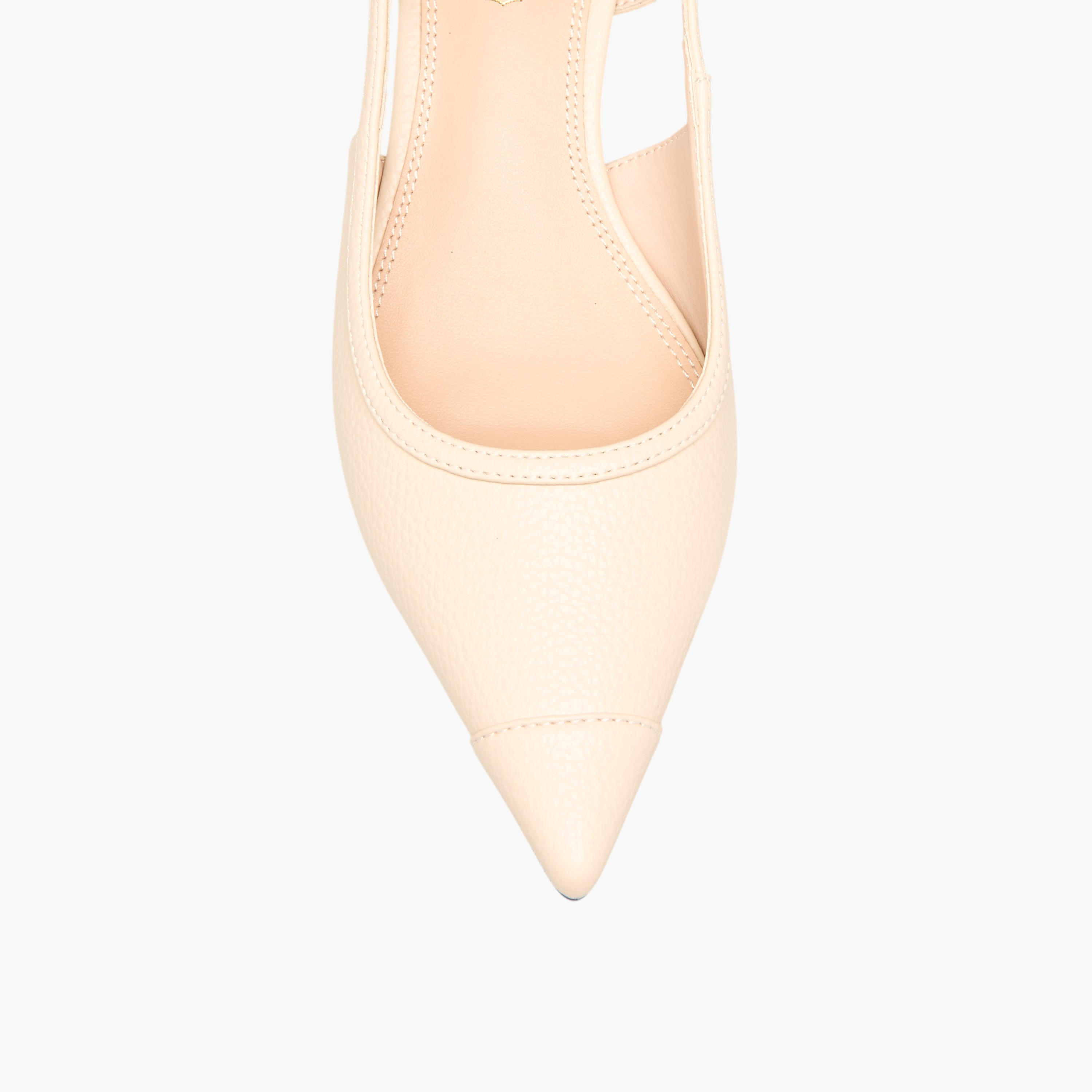 Paprika Textured Pointed Toe Shoes with Buckle Closure and Kitten Heels-women-shoes-sandals-heeled-image-4