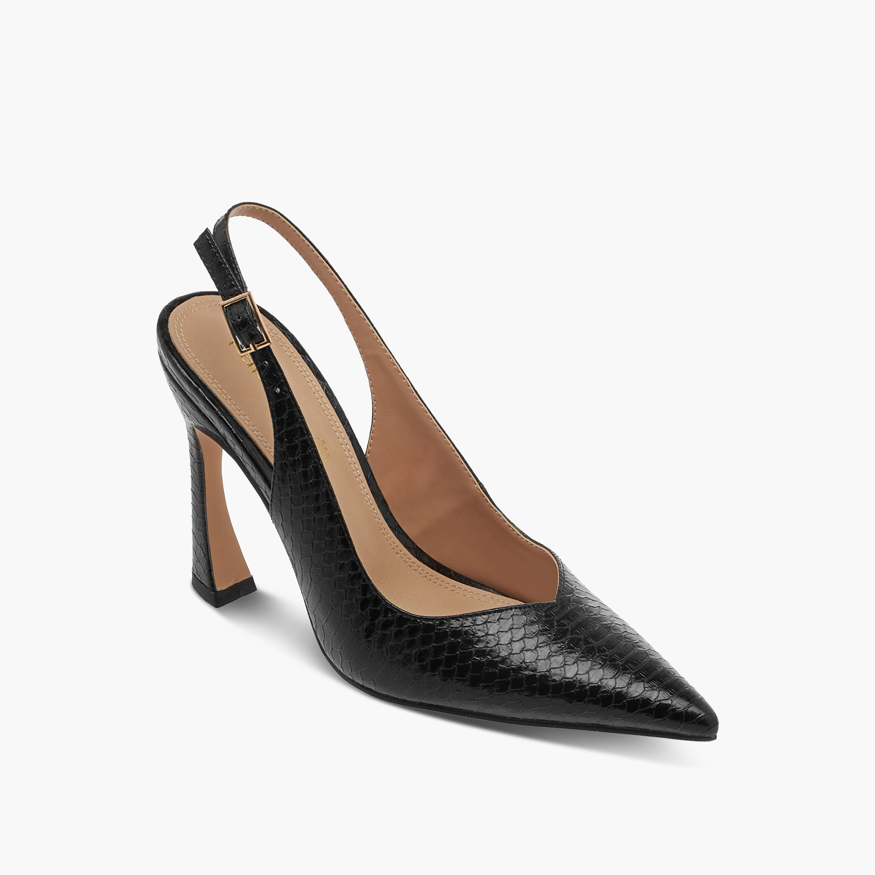 Paprika Pointed Toe Slingback Shoes with Buckle Closure and Stiletto Heels-women-shoes-sandals-heeled-image-2
