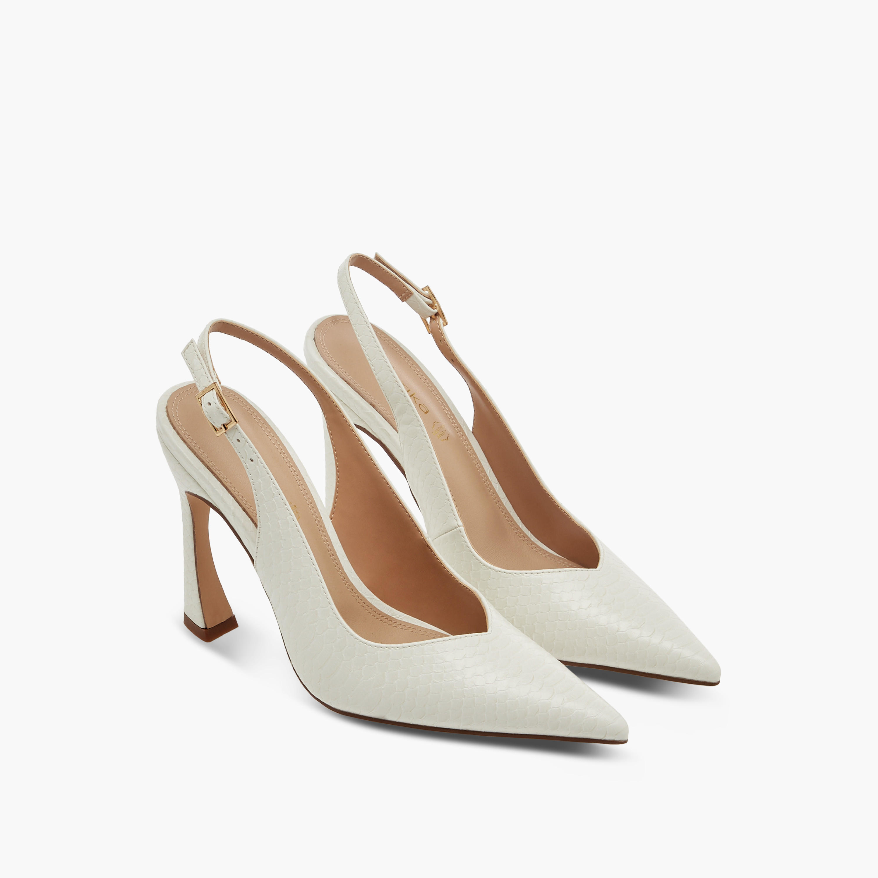 Paprika Pointed Toe Slingback Shoes with Buckle Closure and Stiletto Heels-women-shoes-sandals-heeled-image-1