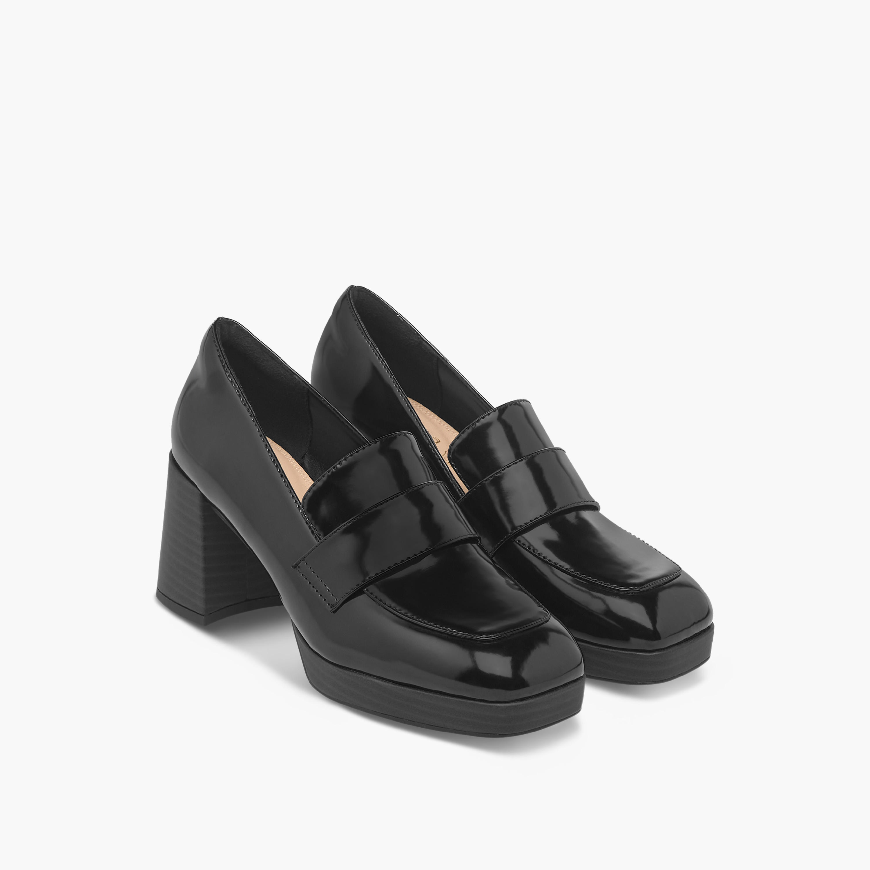Paprika Solid Slip-On Loafers with Block Heels-women-shoes-loafersandmoccasins-image-1