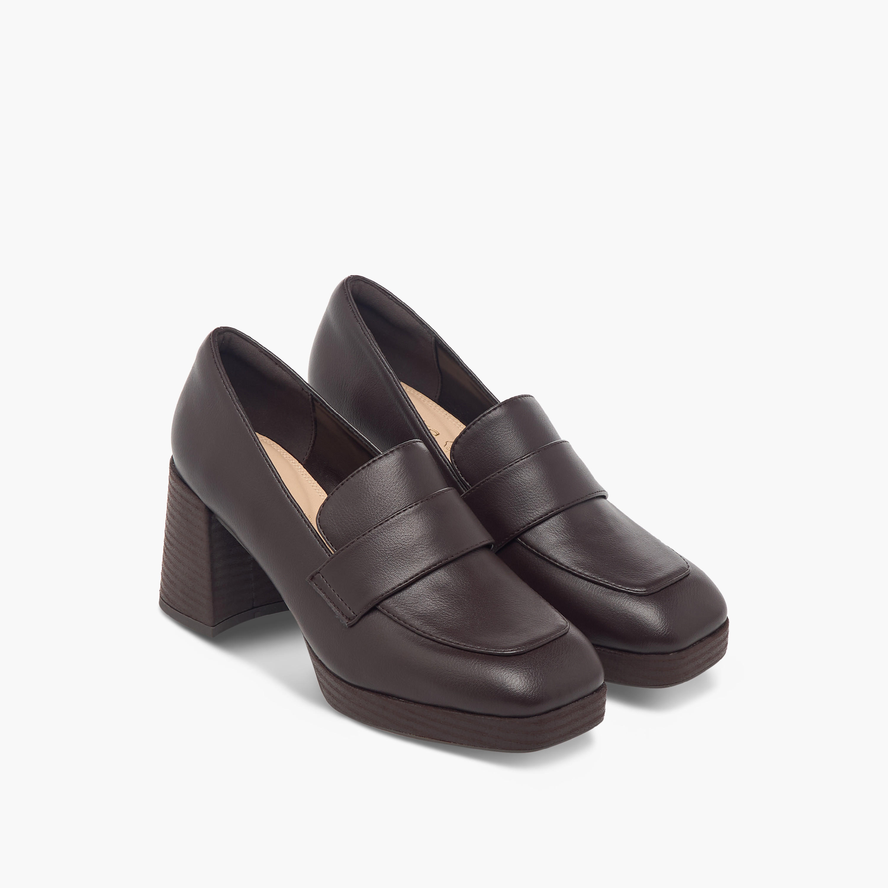 Paprika Solid Slip-On Loafers with Block Heels-women-shoes-loafersandmoccasins-image-1