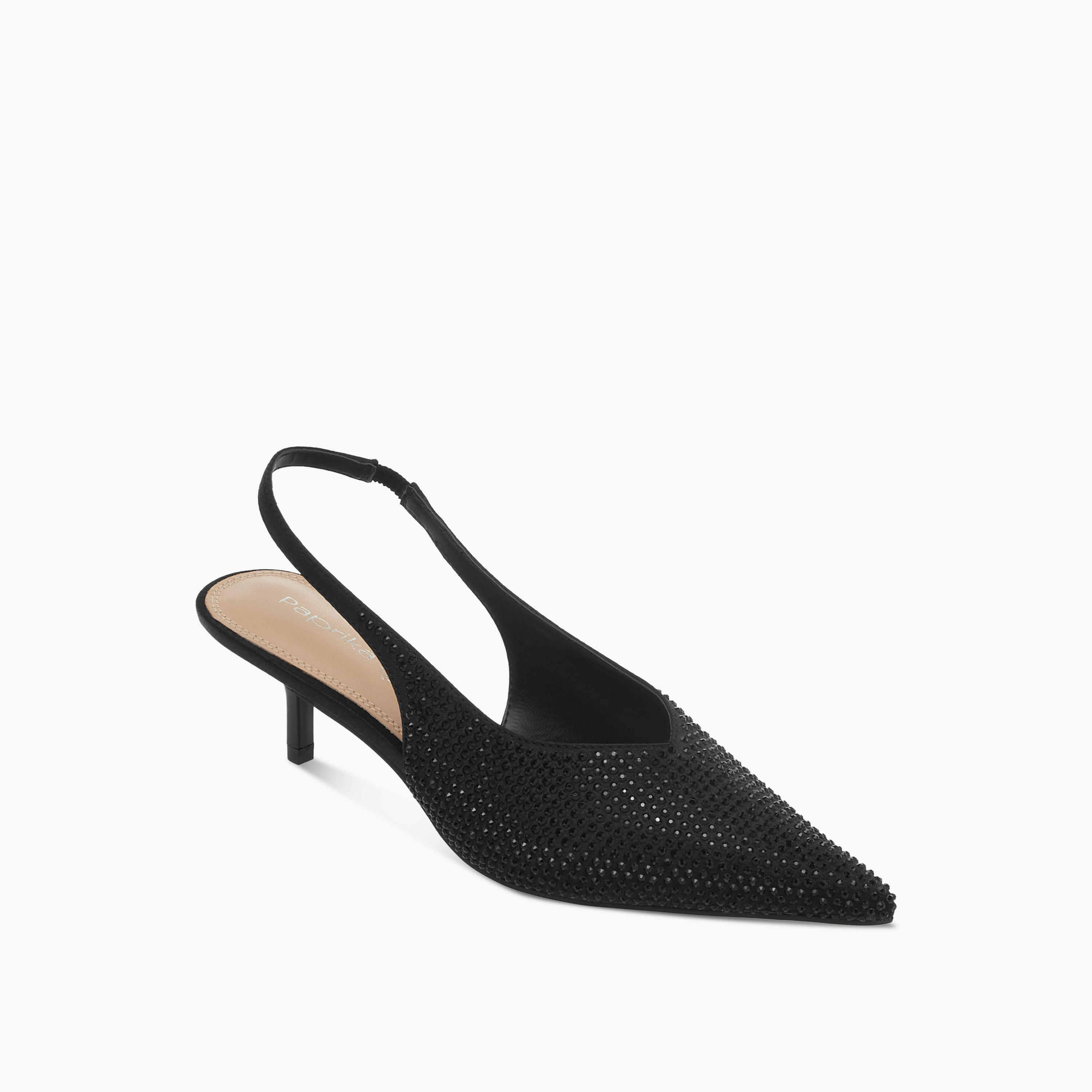 Paprika Embellished Pointed Toe Slingback Shoes with Kitten Heels-women-shoes-sandals-heeled-image-2