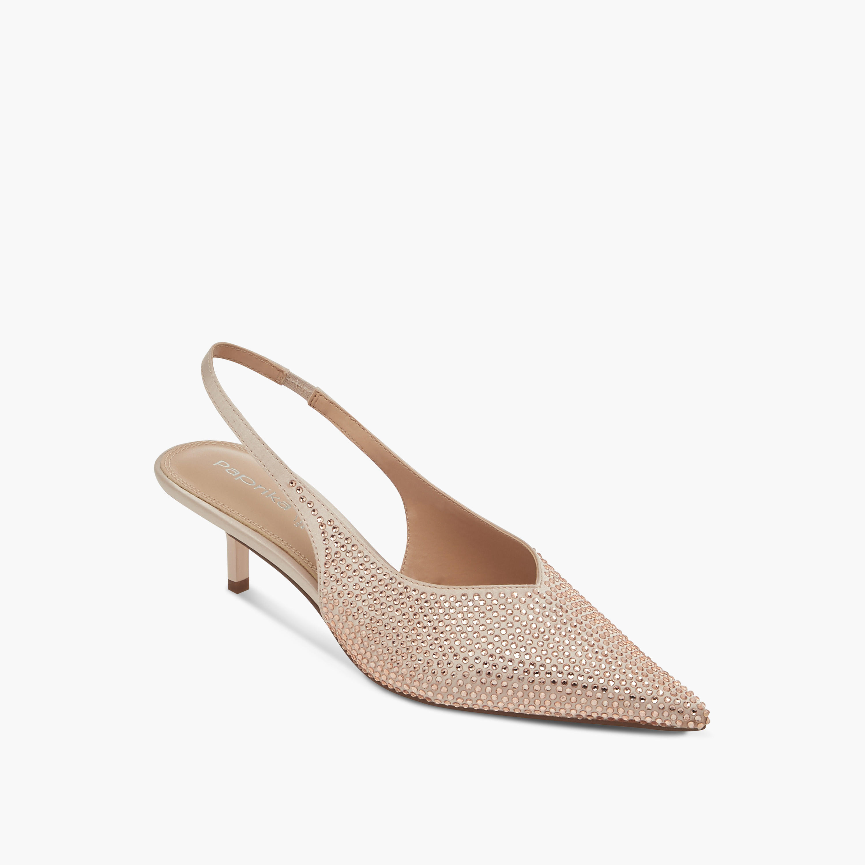 Paprika Embellished Pointed Toe Slingback Shoes with Kitten Heels-women-shoes-sandals-heeled-image-2