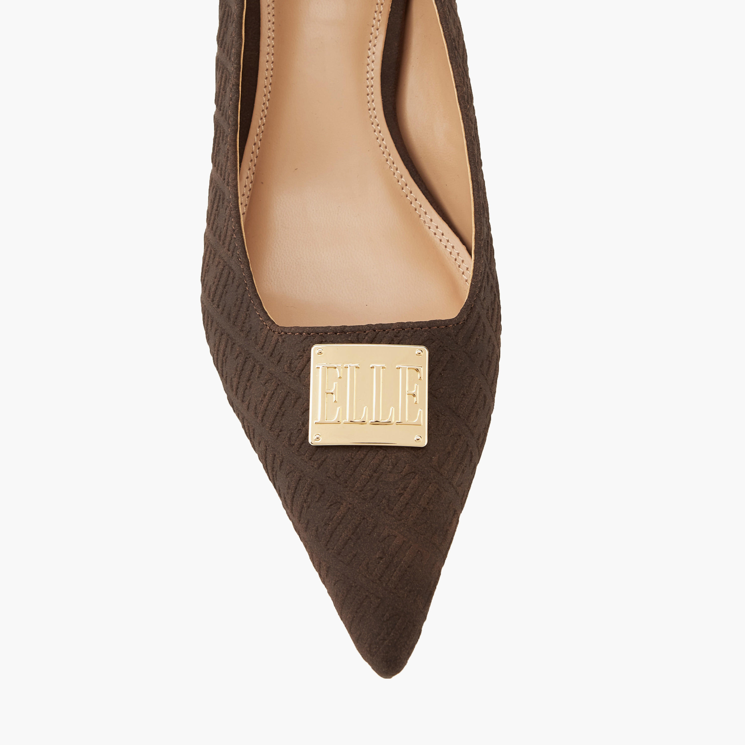 Elle Women's Monogram Embossed Slingback Shoes with Metal Accent-women-shoes-sandals-heeled-image-4