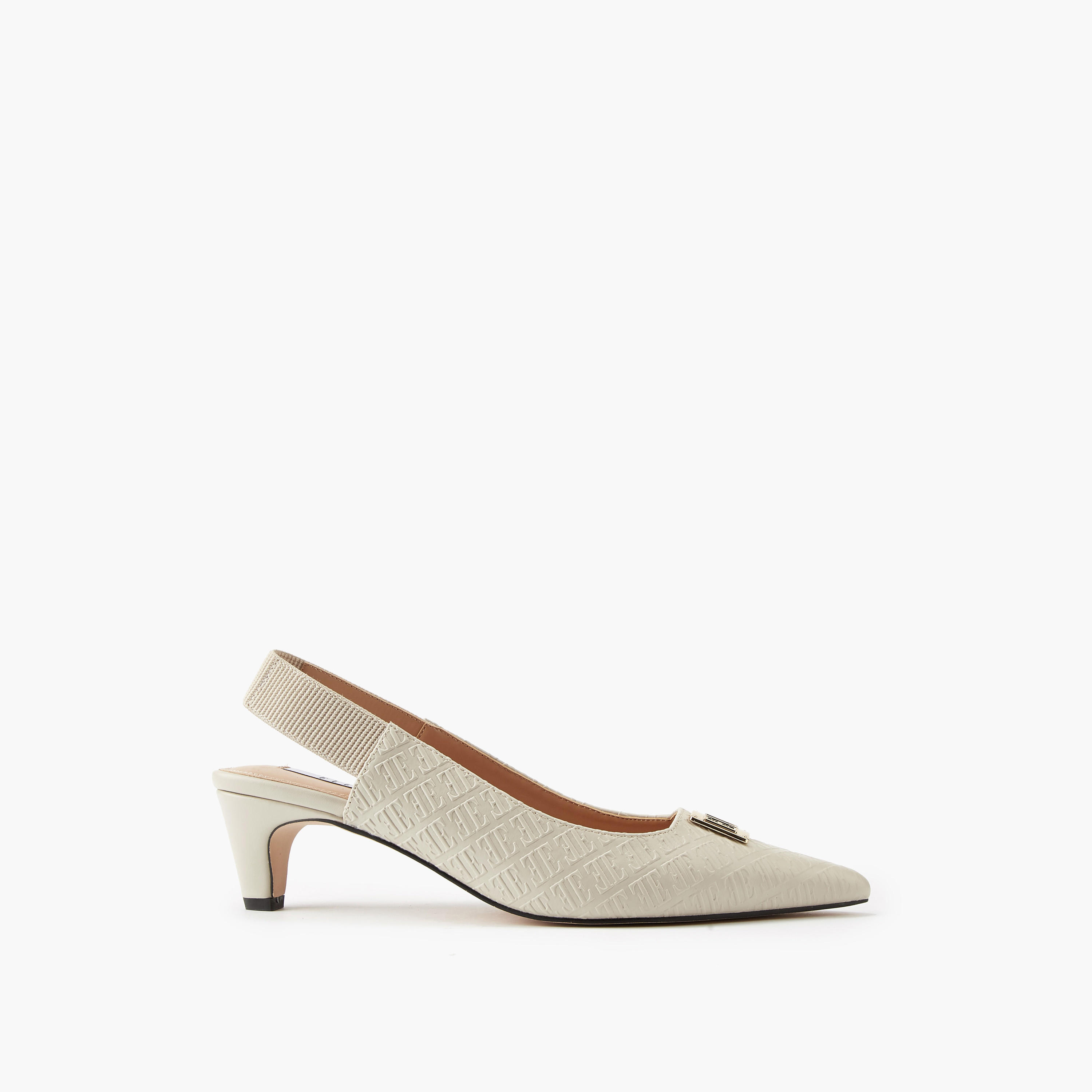 Elle Women's Monogram Embossed Slingback Shoes with Metal Accent-women-shoes-sandals-heeled-image-2