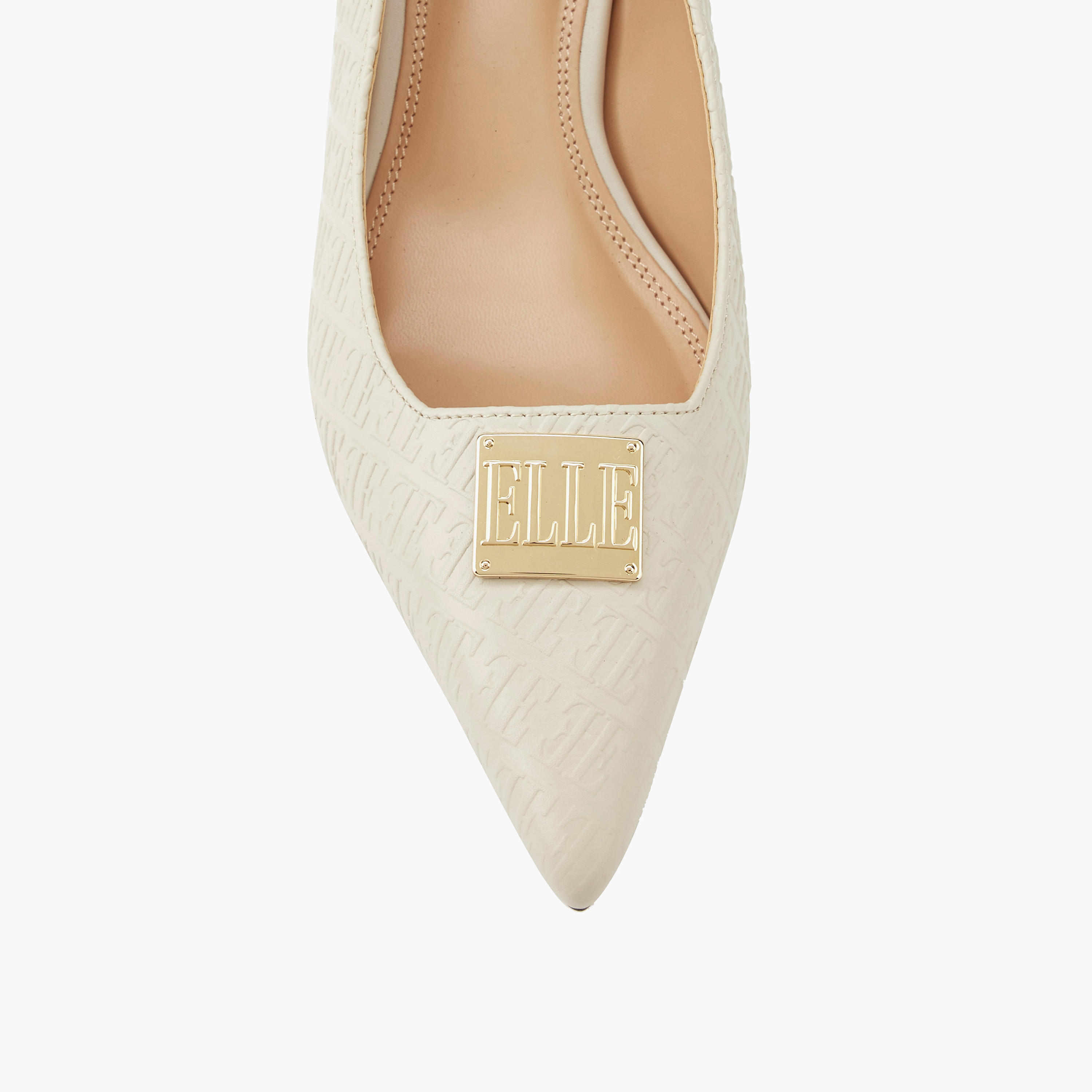Elle Women's Monogram Embossed Slingback Shoes with Metal Accent-women-shoes-sandals-heeled-image-4