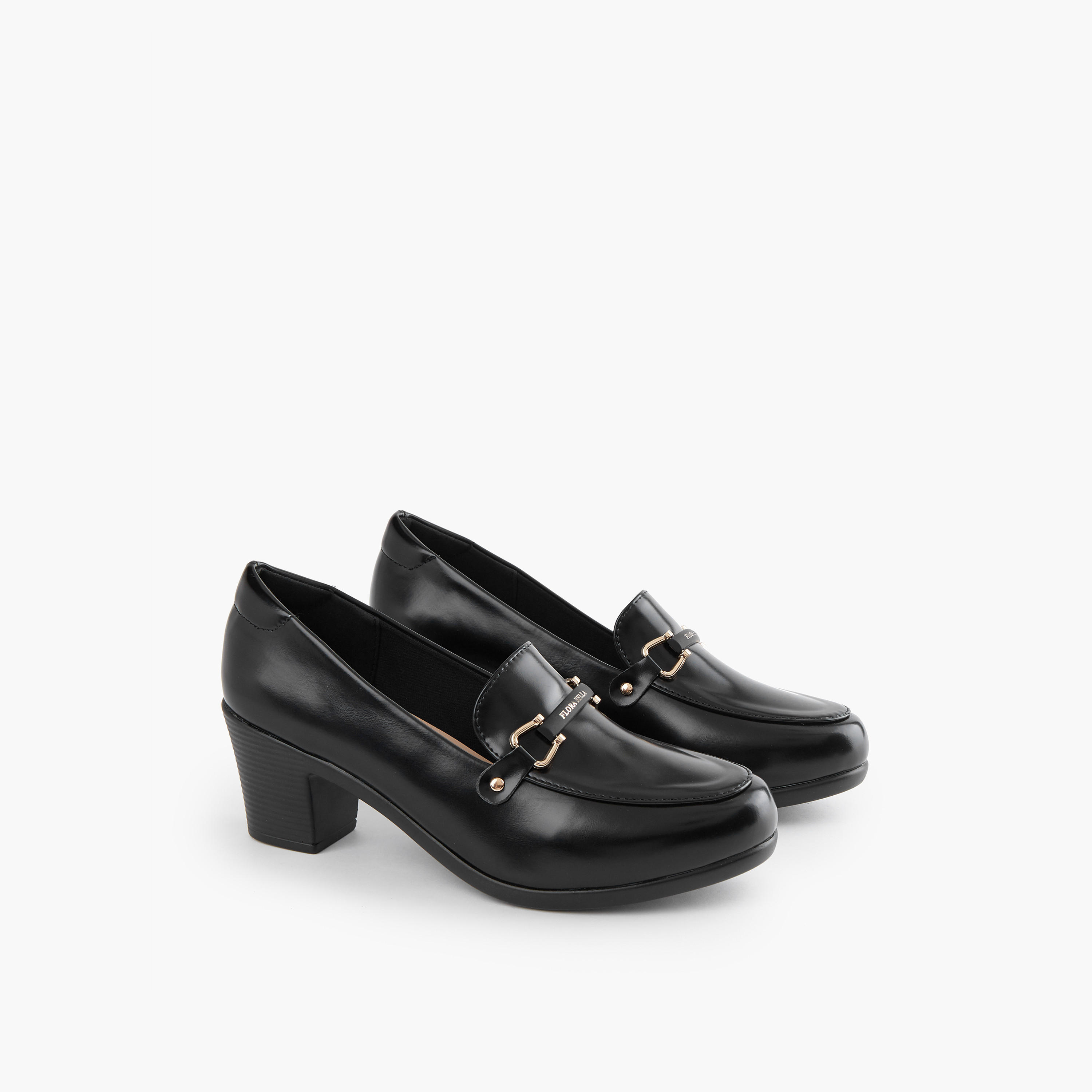 Flora Bella Snaffle Detail Slip-On Shoes with Block Heels-women-shoes-loafersandmoccasins-image-1