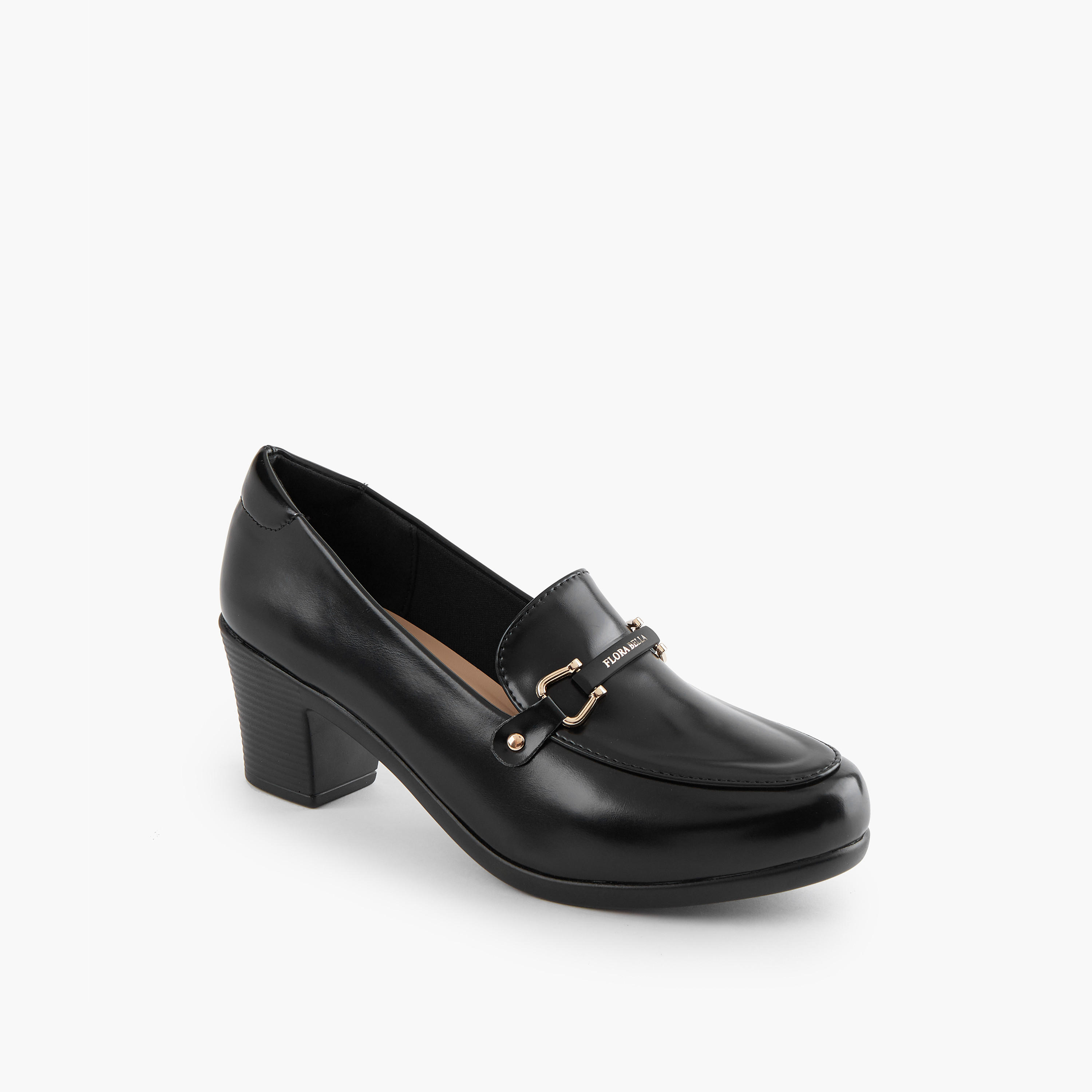 Flora Bella Snaffle Detail Slip-On Shoes with Block Heels-women-shoes-loafersandmoccasins-image-2