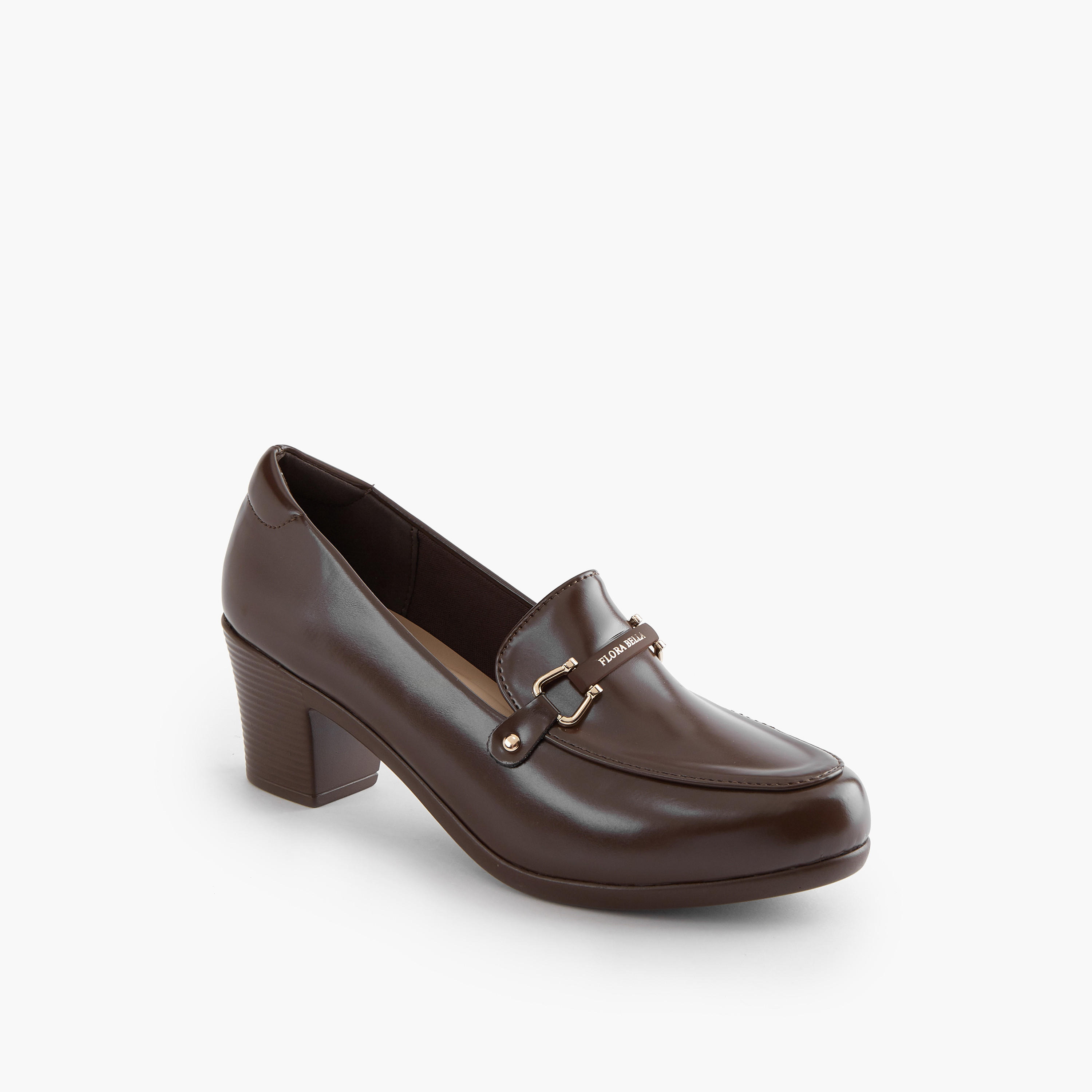 Flora Bella Snaffle Detail Slip-On Shoes with Block Heels-women-shoes-loafersandmoccasins-image-2