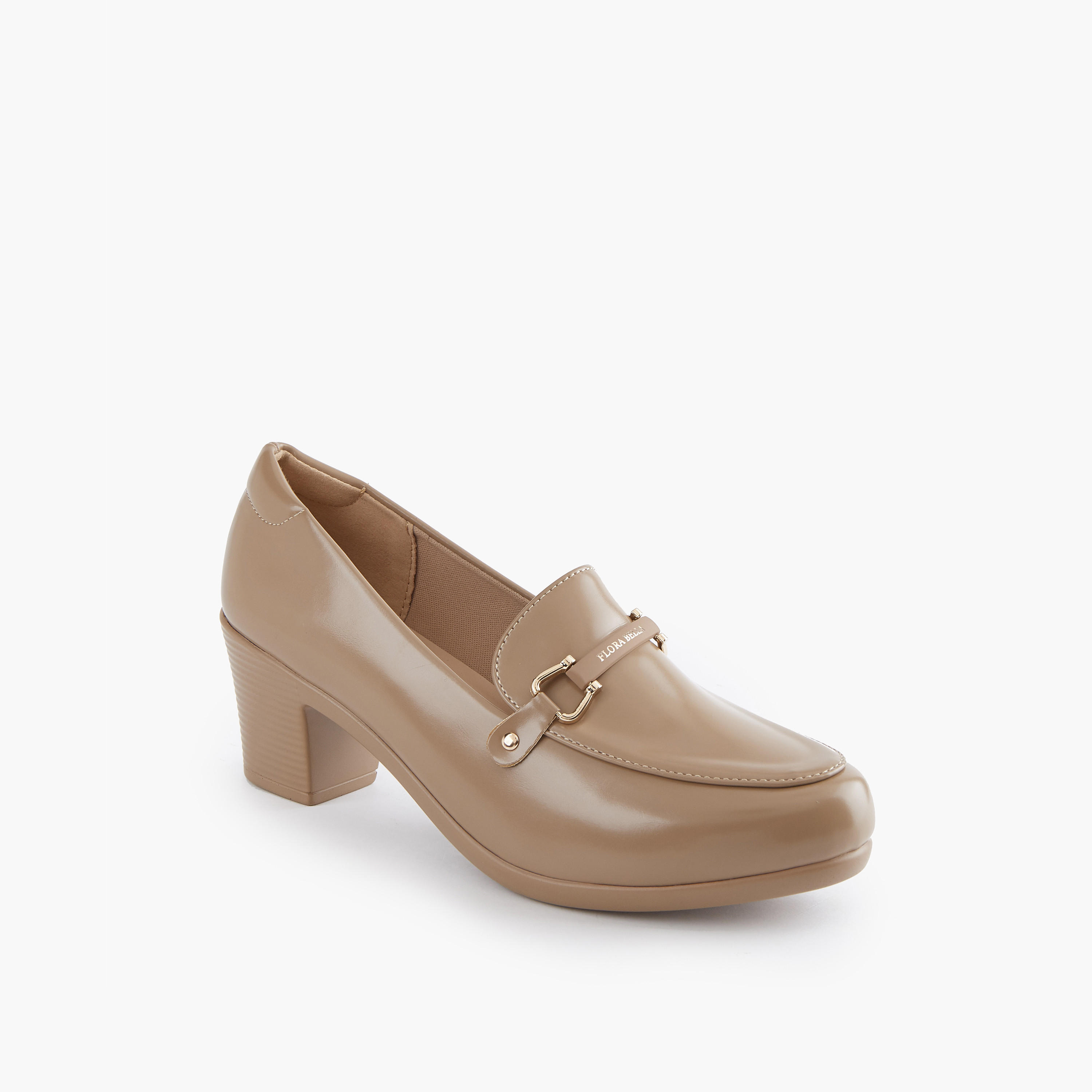 Flora Bella Snaffle Detail Slip-On Shoes with Block Heels-women-shoes-loafersandmoccasins-image-2