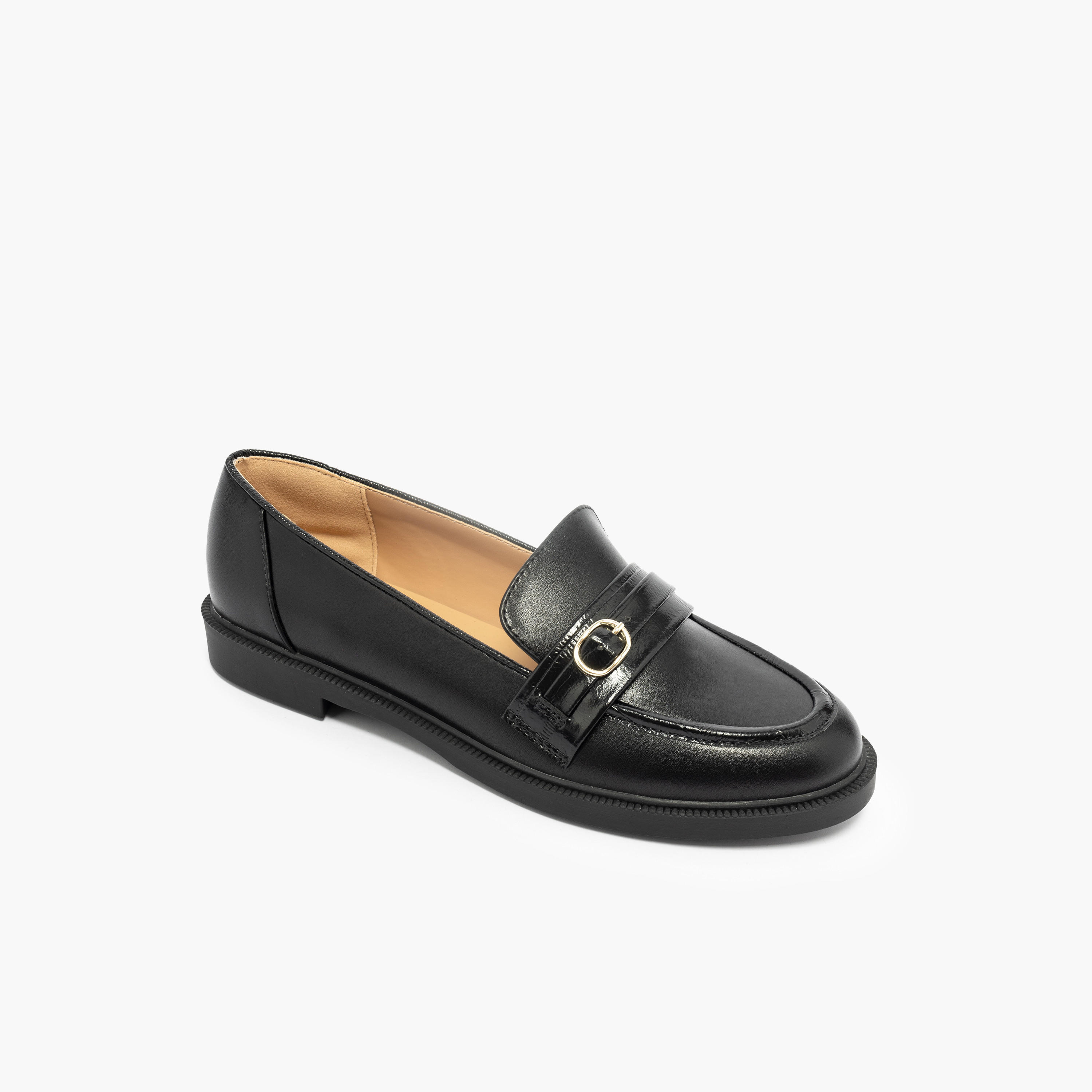 Paprika Buckle Accent Slip-On Loafers-women-shoes-loafersandmoccasins-image-2