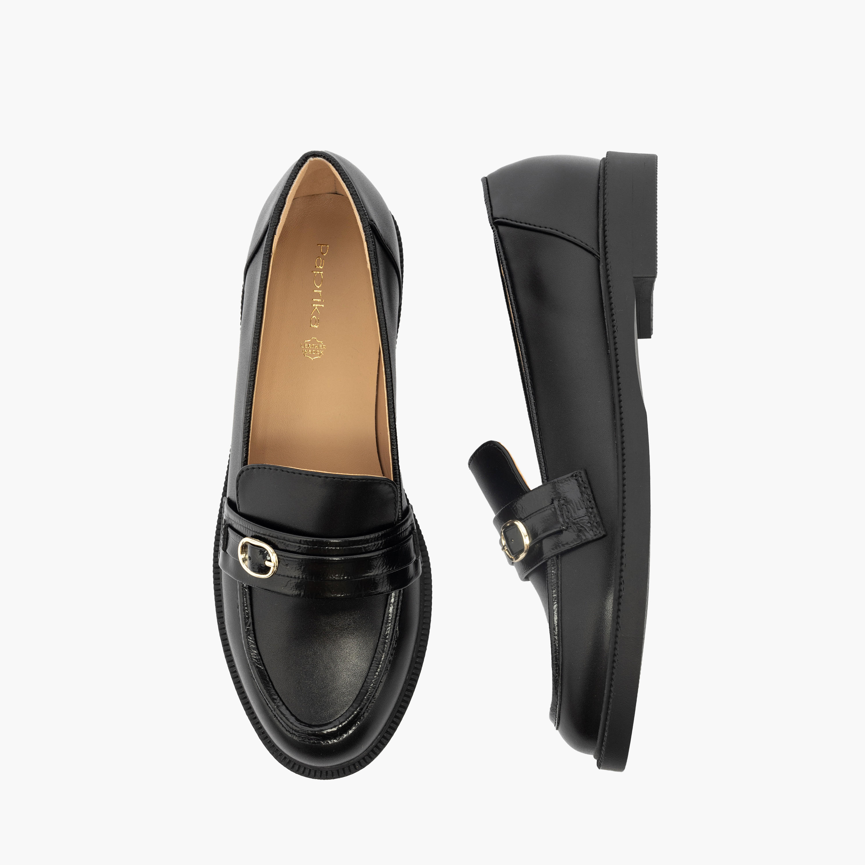 Paprika Buckle Accent Slip-On Loafers-women-shoes-loafersandmoccasins-image-1