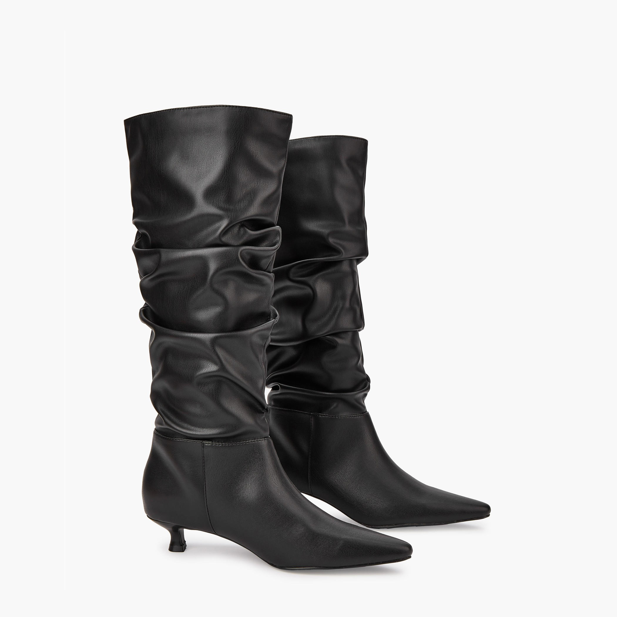 Flora Bella Women's Ruched Kitten Heel High Shaft Boots-women-shoes-boots-image-1