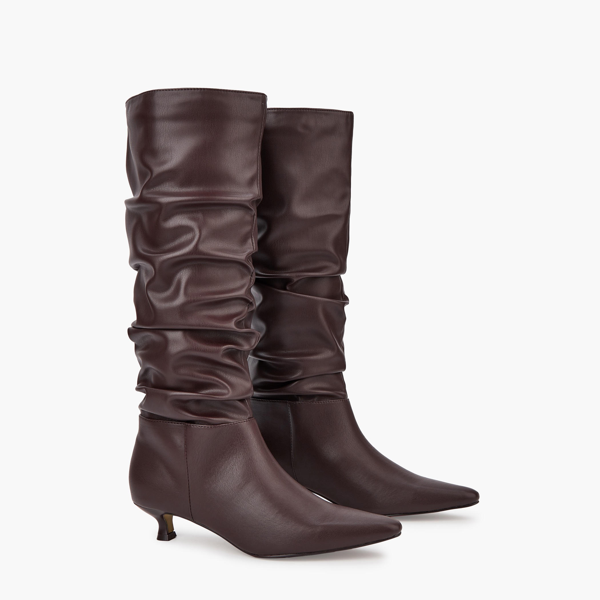 Flora Bella Women's Ruched Kitten Heel High Shaft Boots-women-shoes-boots-image-1