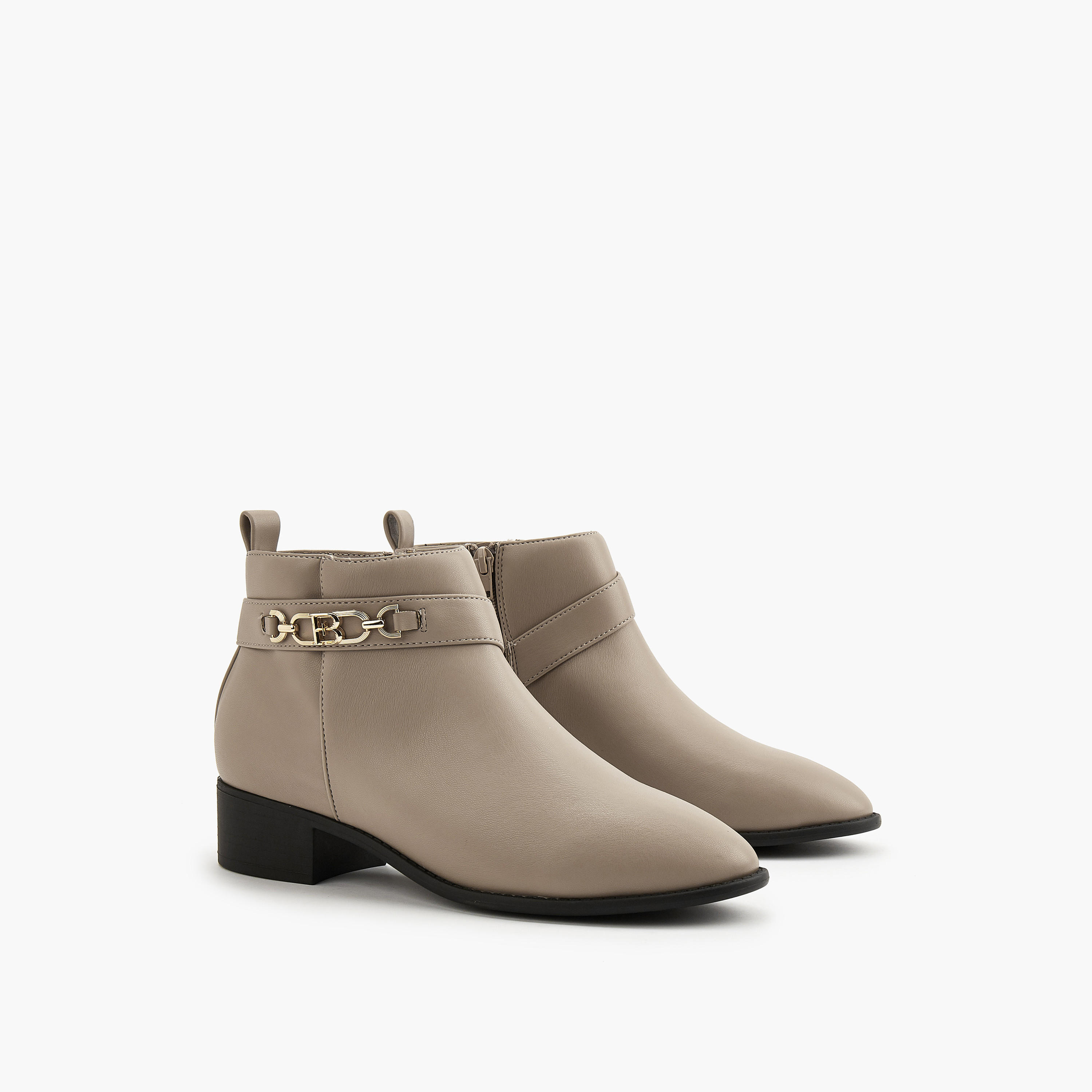 Flora Bella Chain Accent Ankle Boots with Zip Closure-women-shoes-boots-image-1