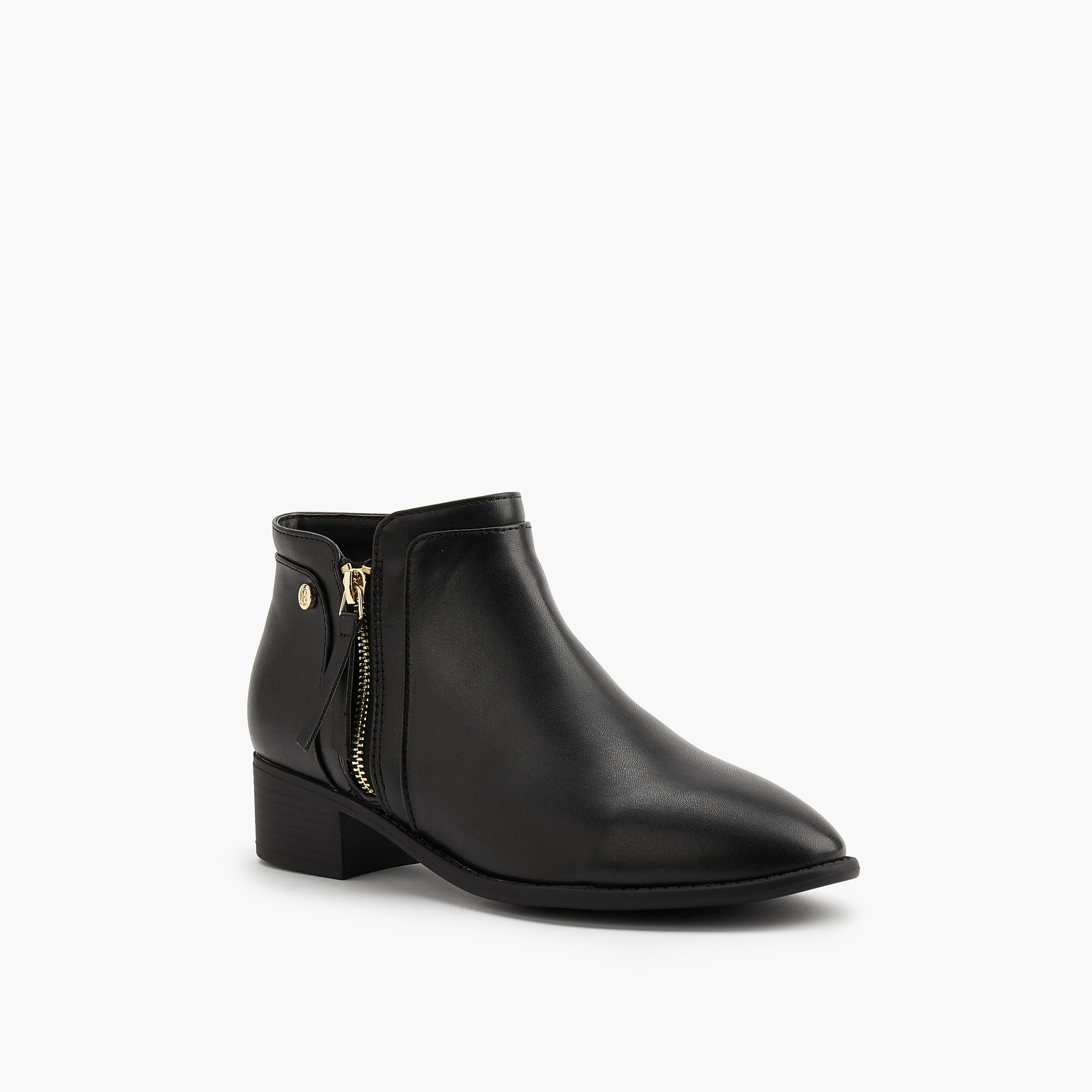 Flora Bella Solid Ankle Boots with Zip Closure-women-shoes-boots-image-4