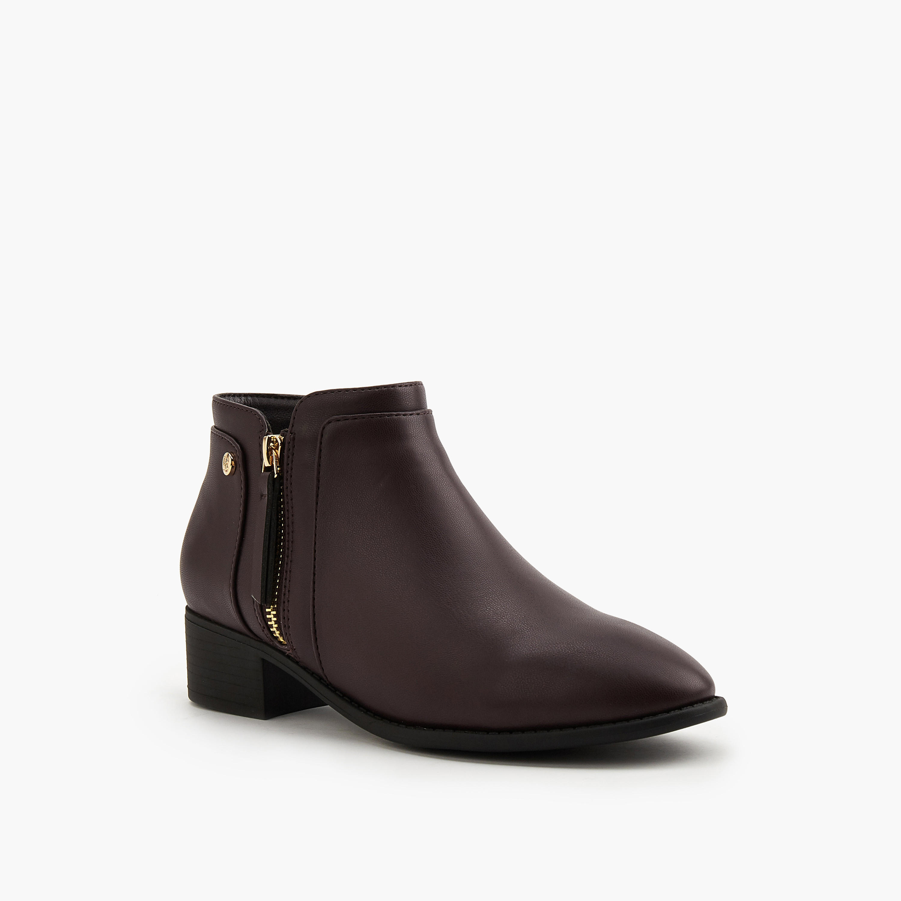 Flora Bella Solid Ankle Boots with Zip Closure-women-shoes-boots-image-3