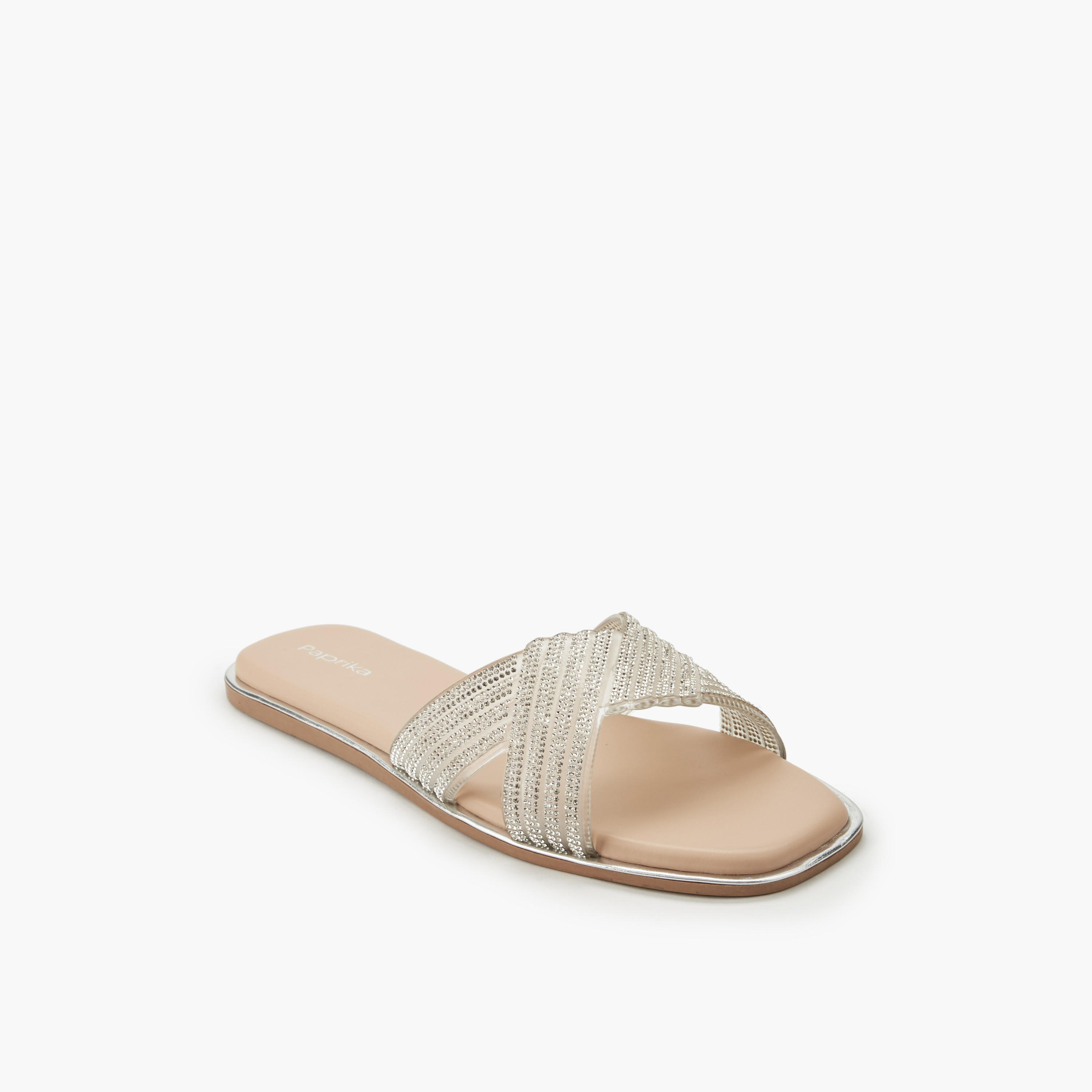 Paprika Women Embellished Cross Strap Sandals-women-shoes-flats-sandals-image-2